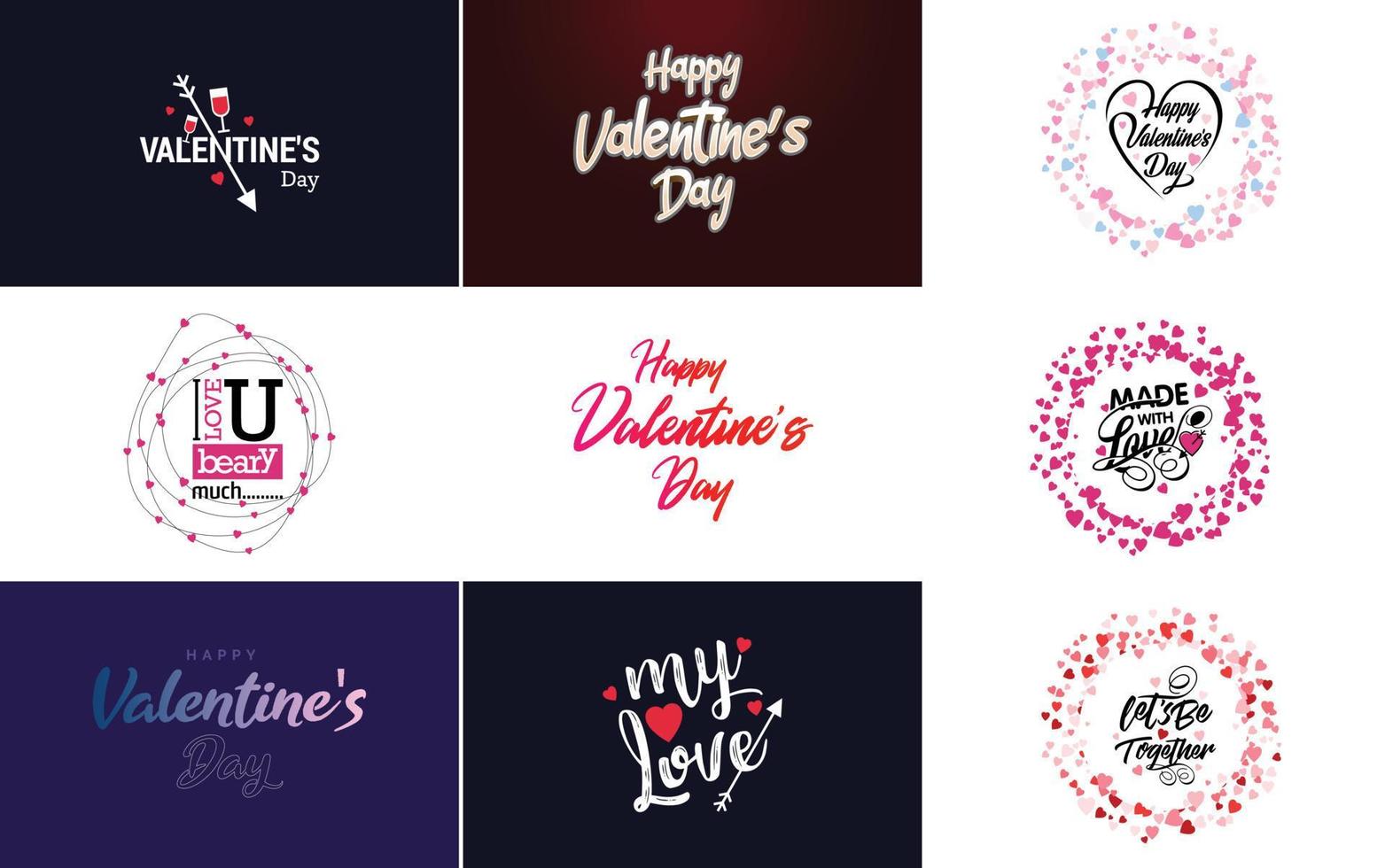 Happy Valentine's Day typography poster with handwritten calligraphy text. isolated on white background vector illustration