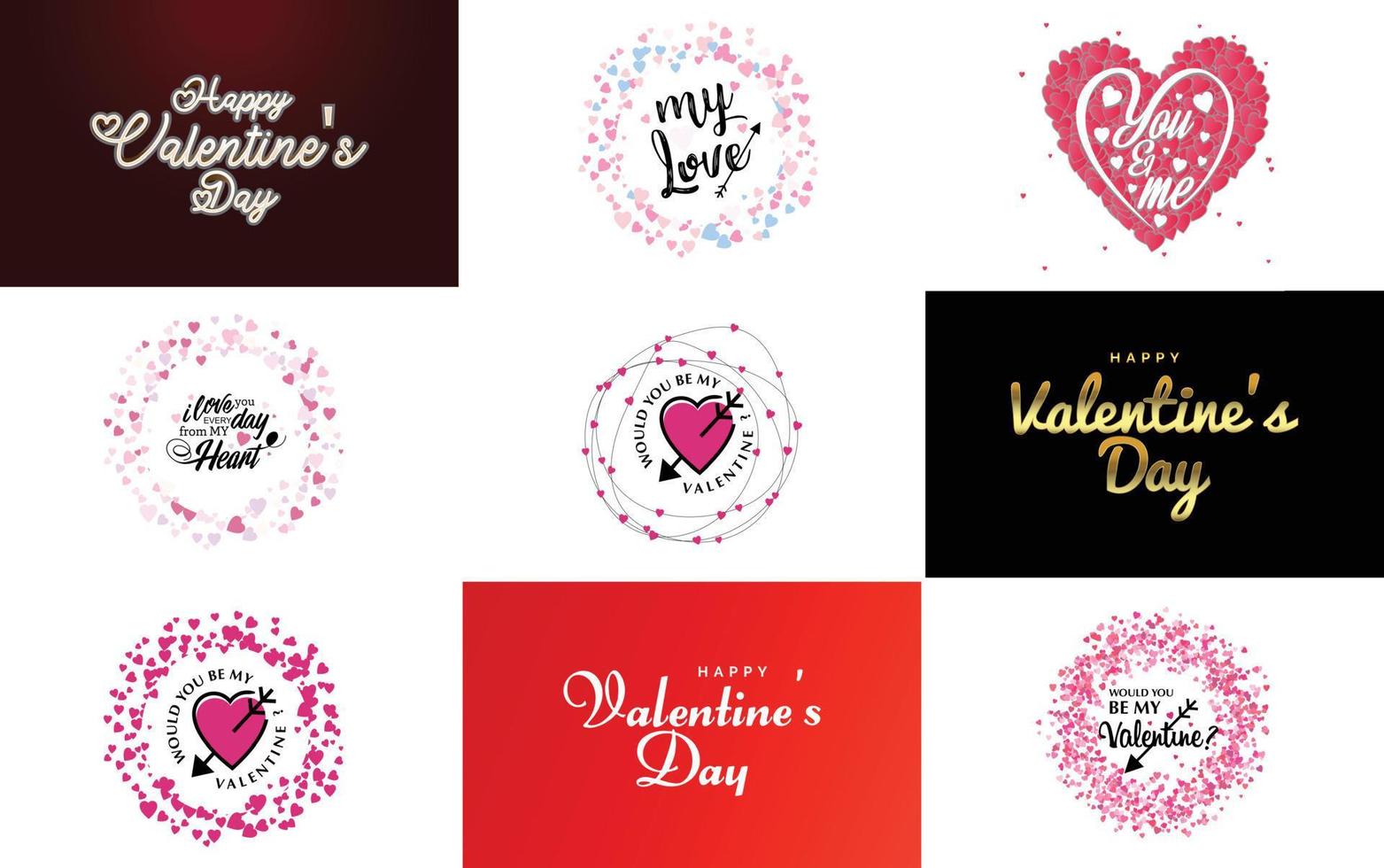 Happy Valentine's Day greeting card template with a romantic theme and a red color scheme vector