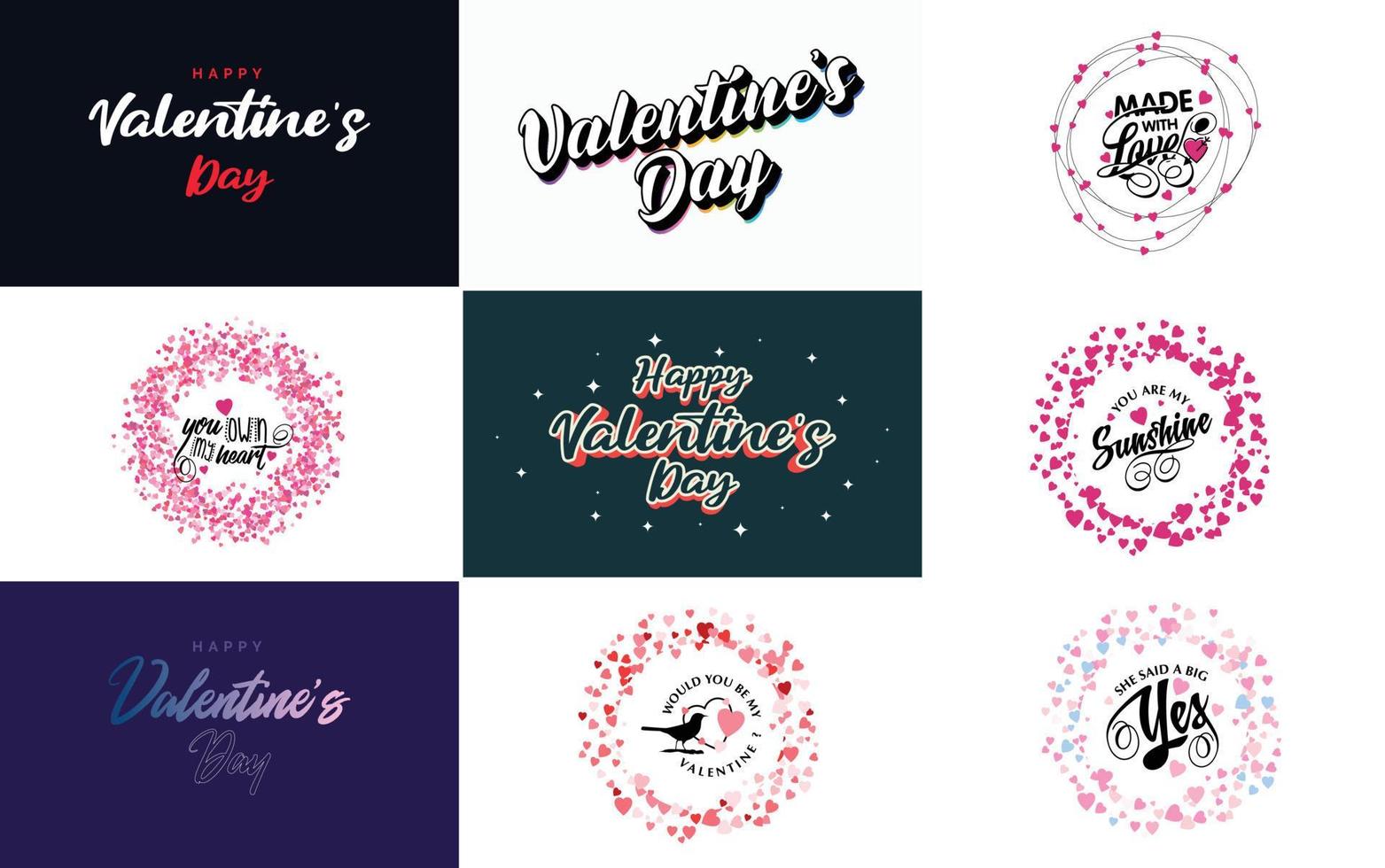 Happy Valentine's Day greeting card template with a romantic theme and a red and pink color scheme vector