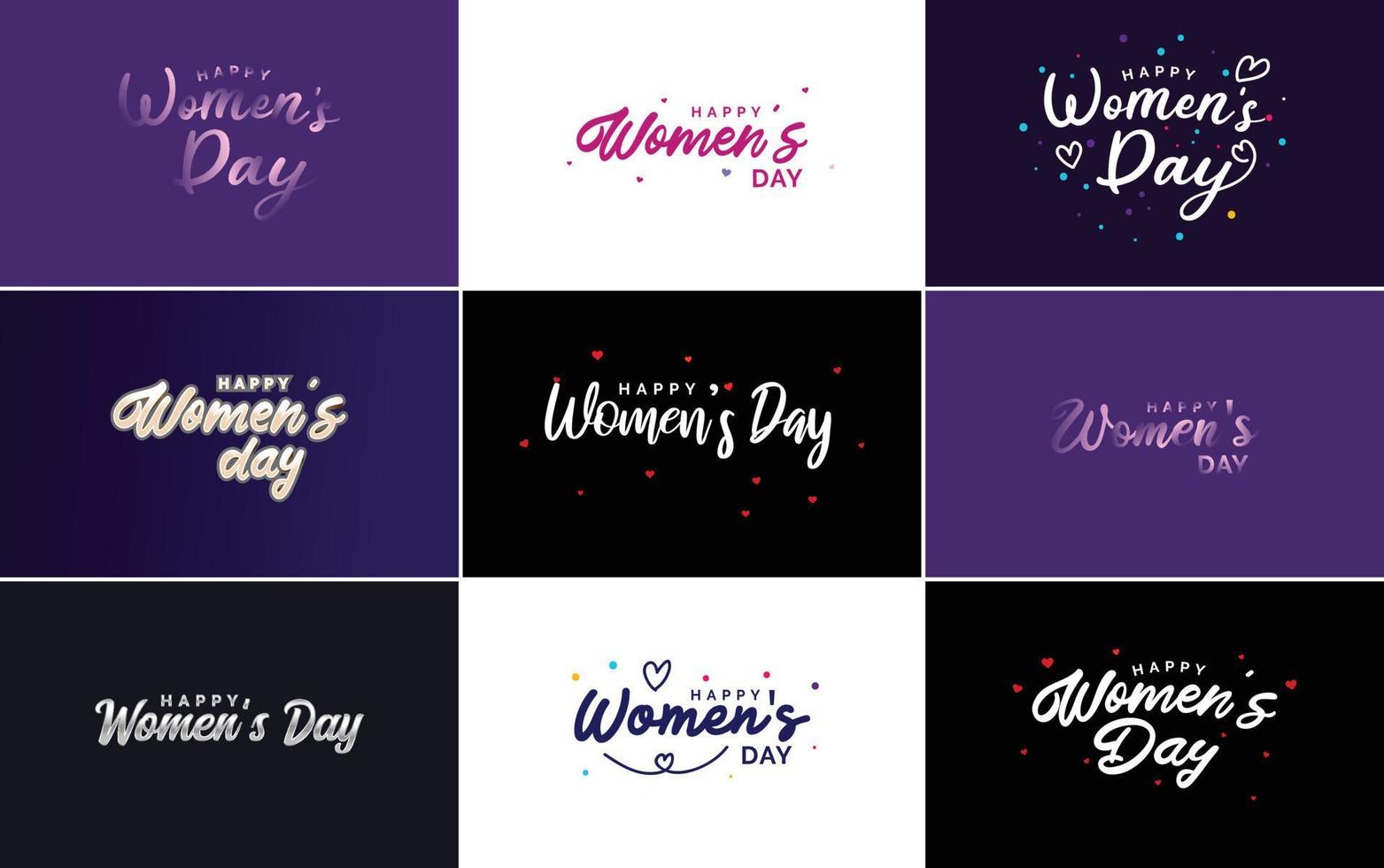Set of cards with International Women's Day logo and a bright colorful design vector