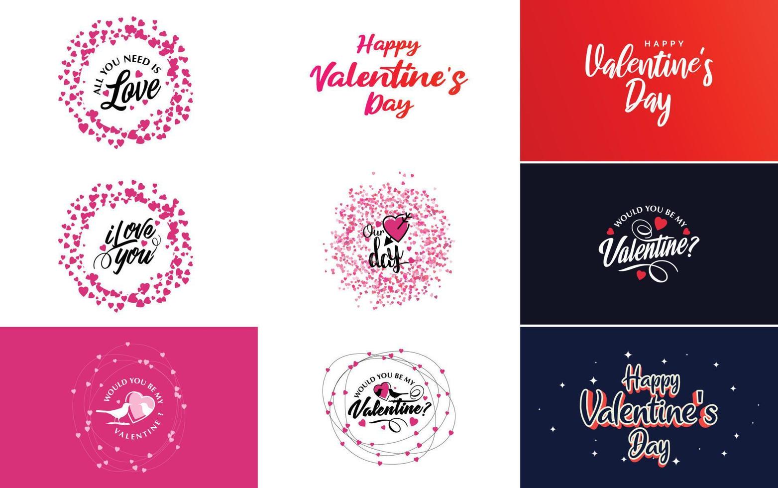 Happy Valentine's Day typography poster with handwritten calligraphy text vector