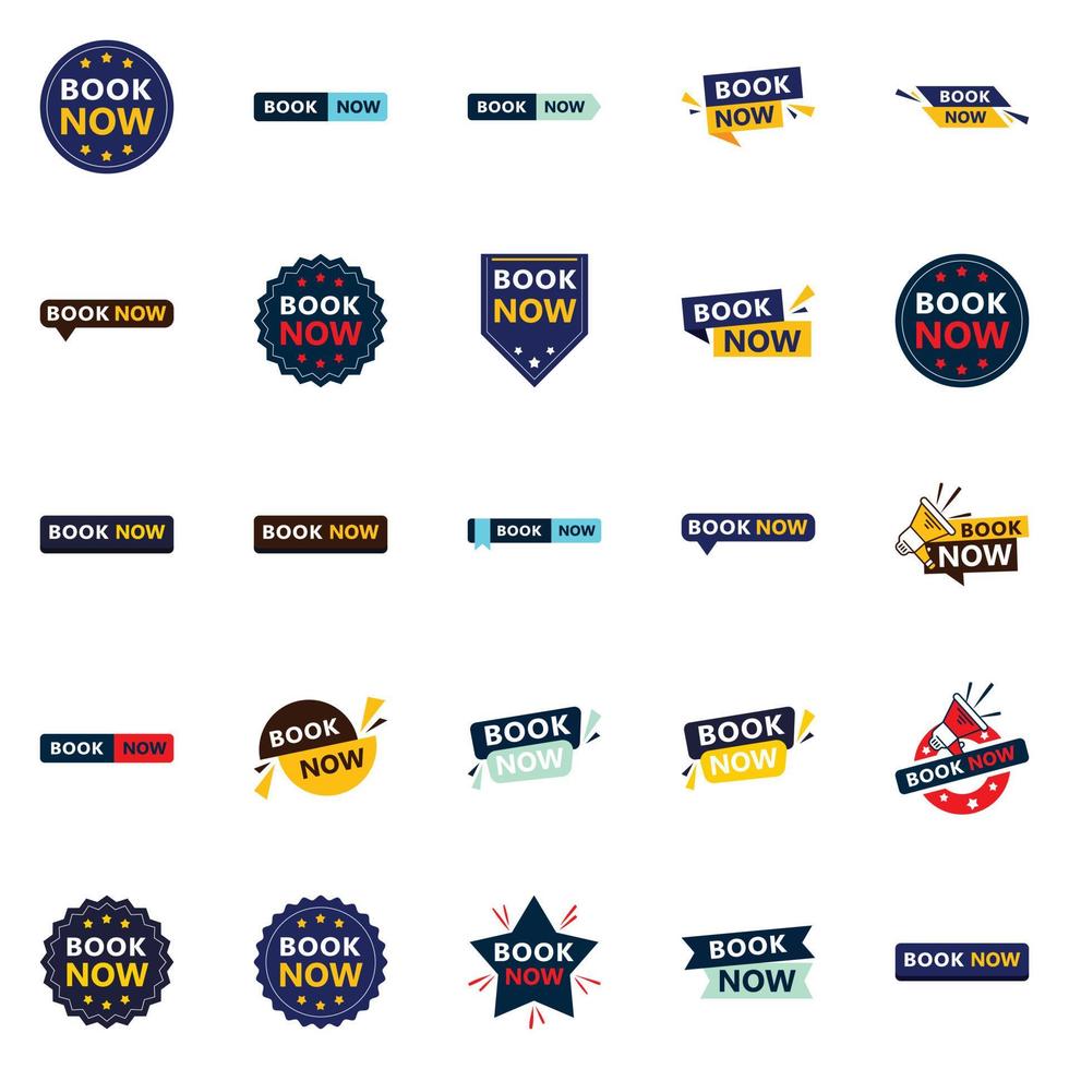 Get Your Customers Booking with Our Pack of 25 Book Now Banners vector