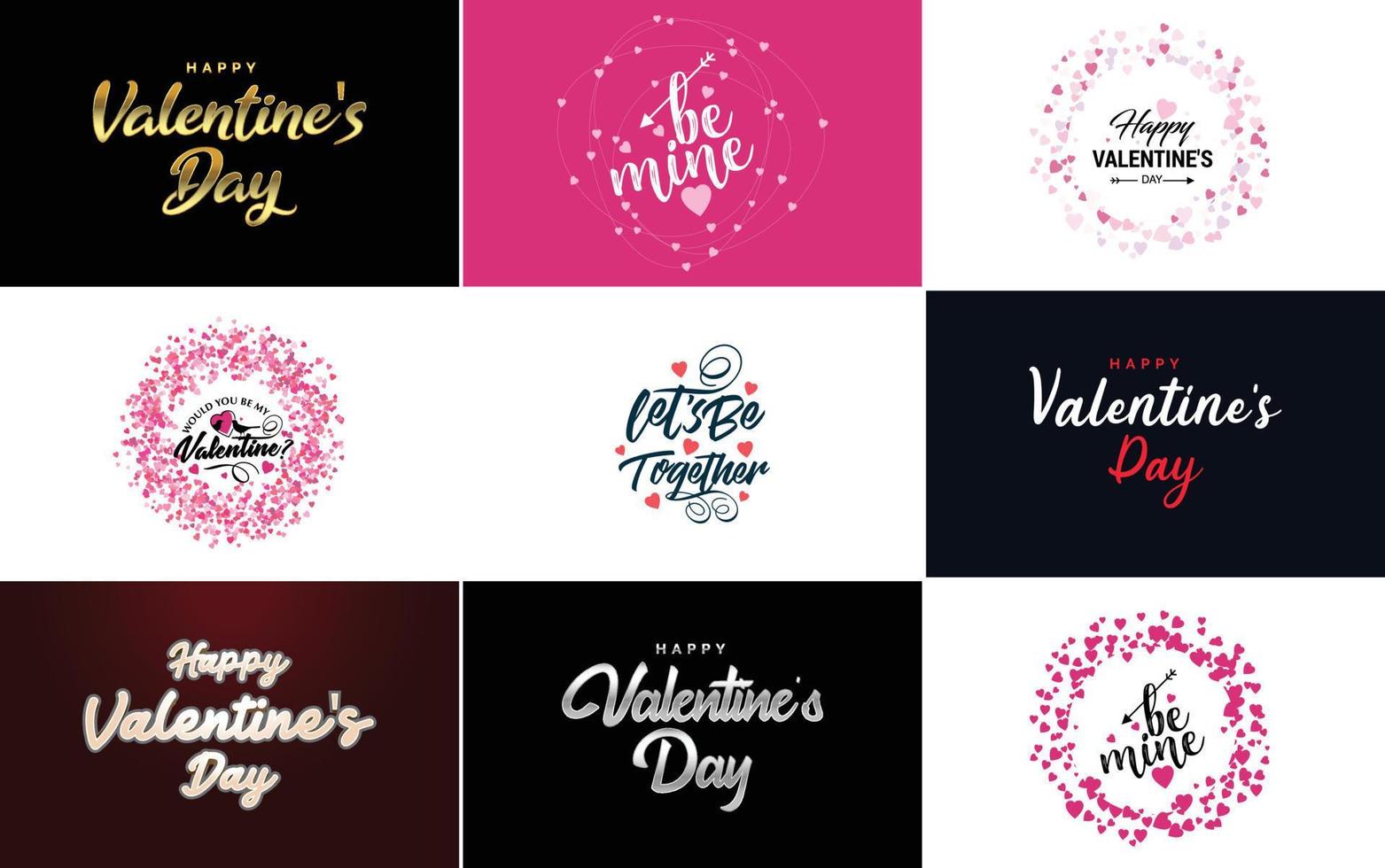 Happy Valentine's Day greeting card template with a romantic theme and a red color scheme vector