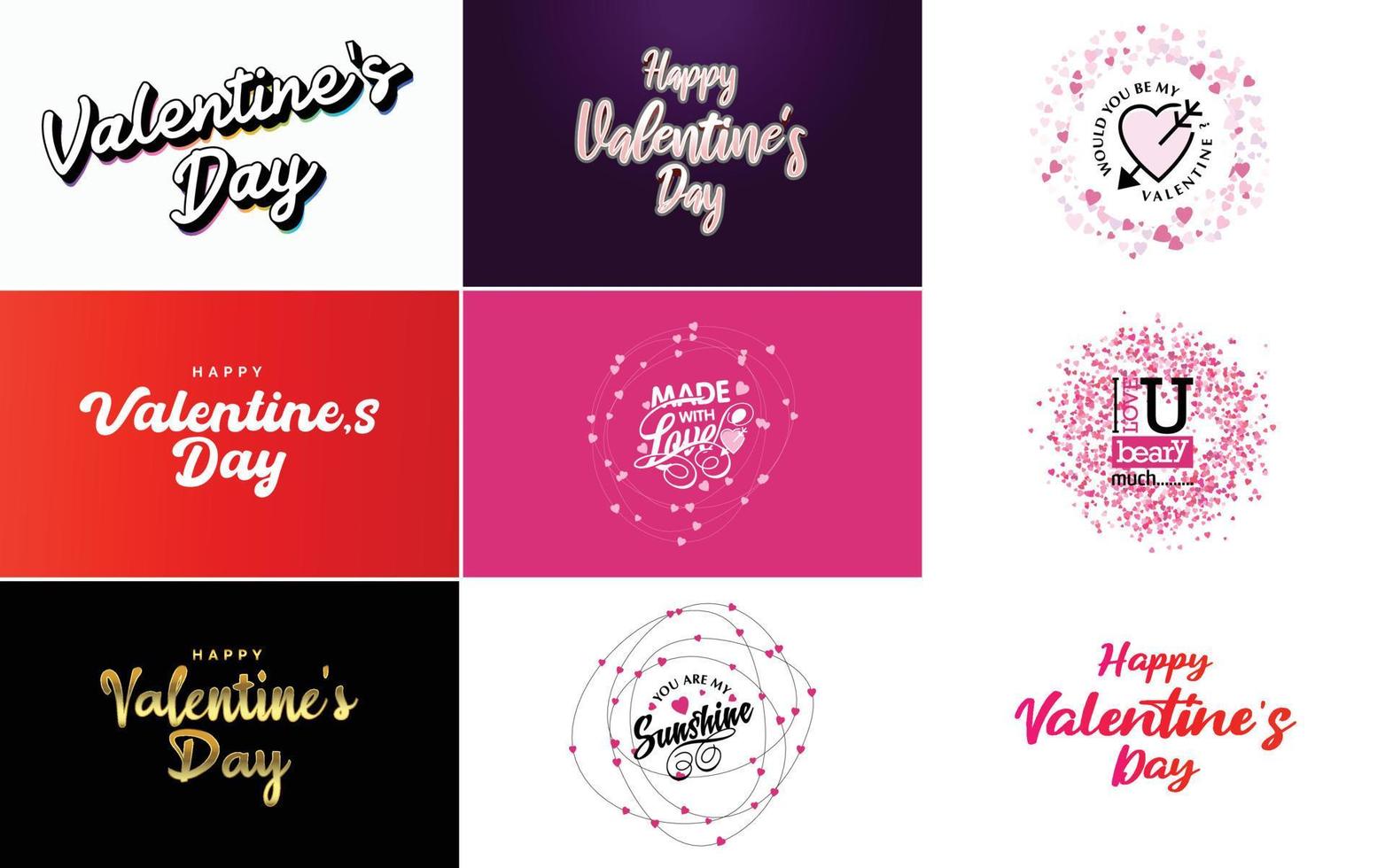 Happy Valentine's Day and Love calligraphy greeting card templates with a heart theme vector