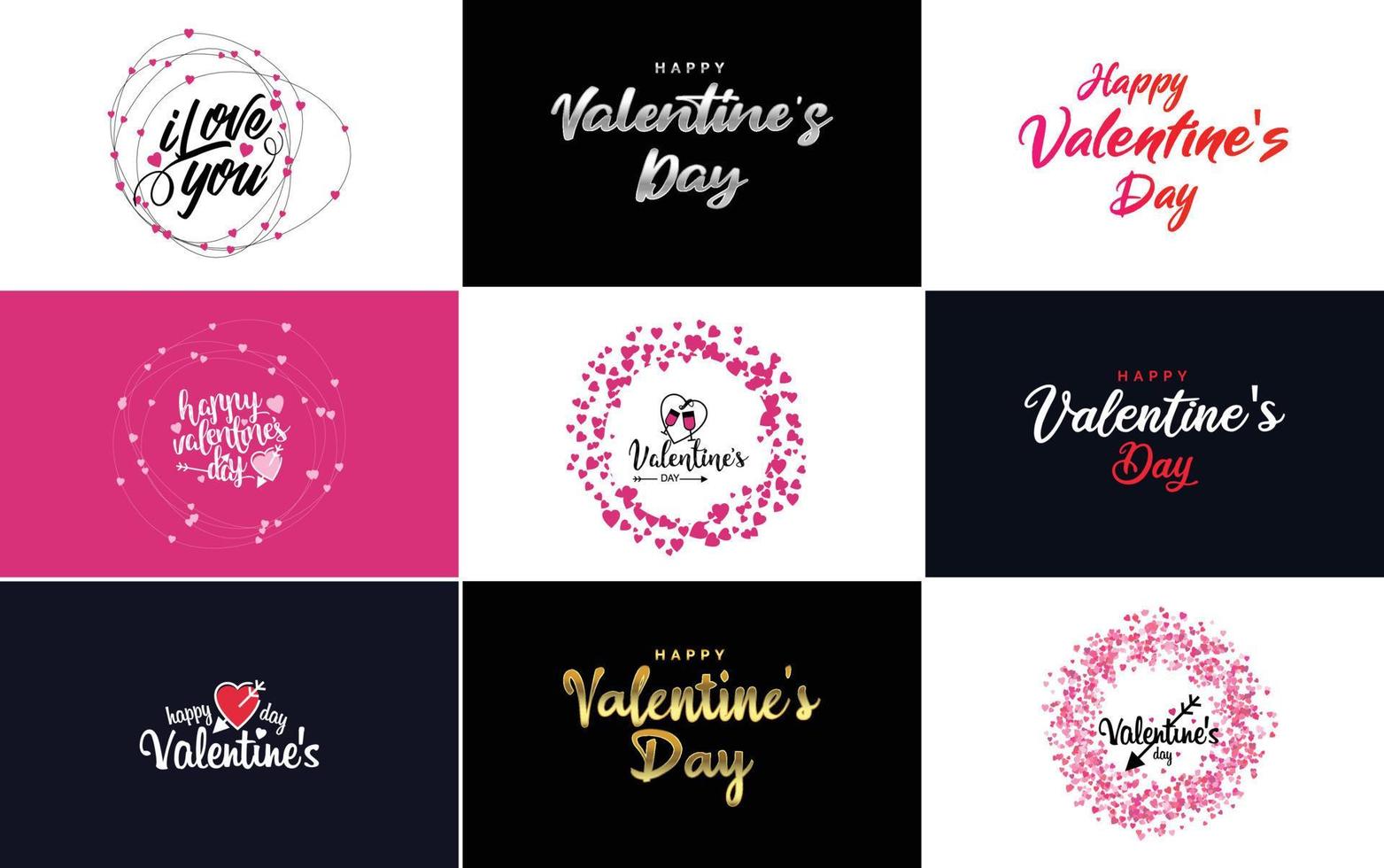 Hand-drawn lettering and calligraphy with cute hearts. Valentine's Day template or background suitable for use in Love and Valentine's Day concept vector