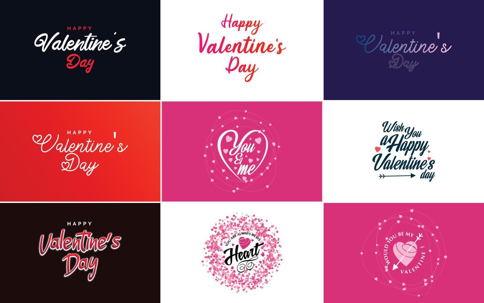 Happy Valentine's Day typography poster with handwritten calligraphy text vector