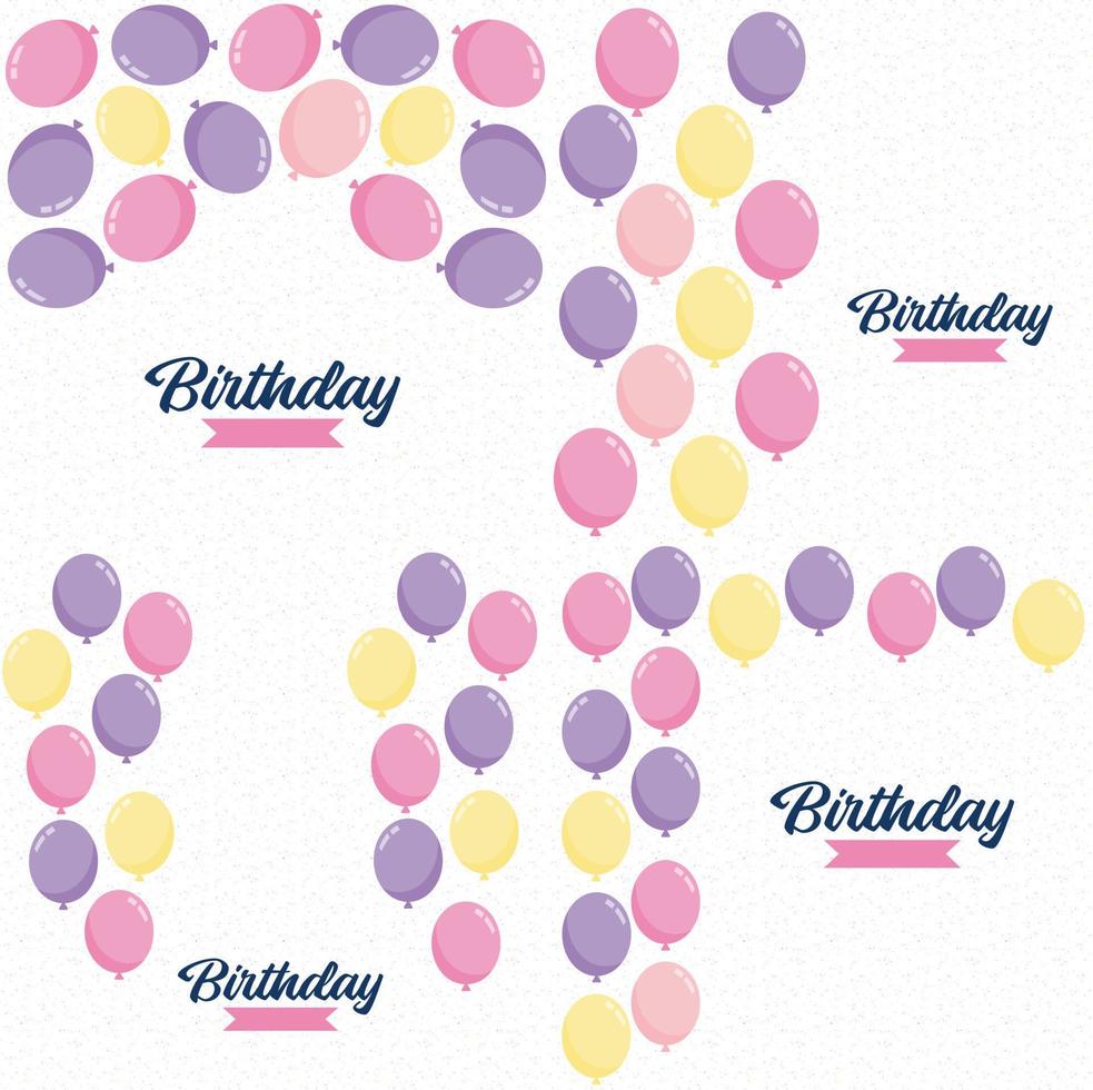 Happy Birthday in a playful. hand-drawn font with a background of balloons vector