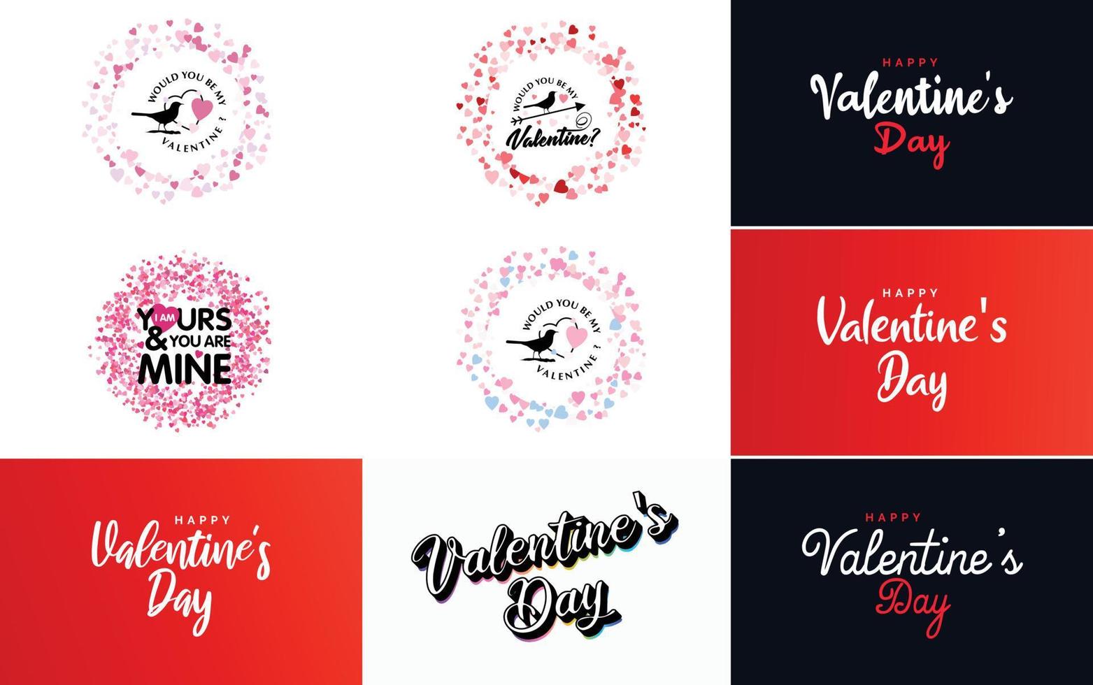 Love and Valentine's word art design set with a heart shapes vector