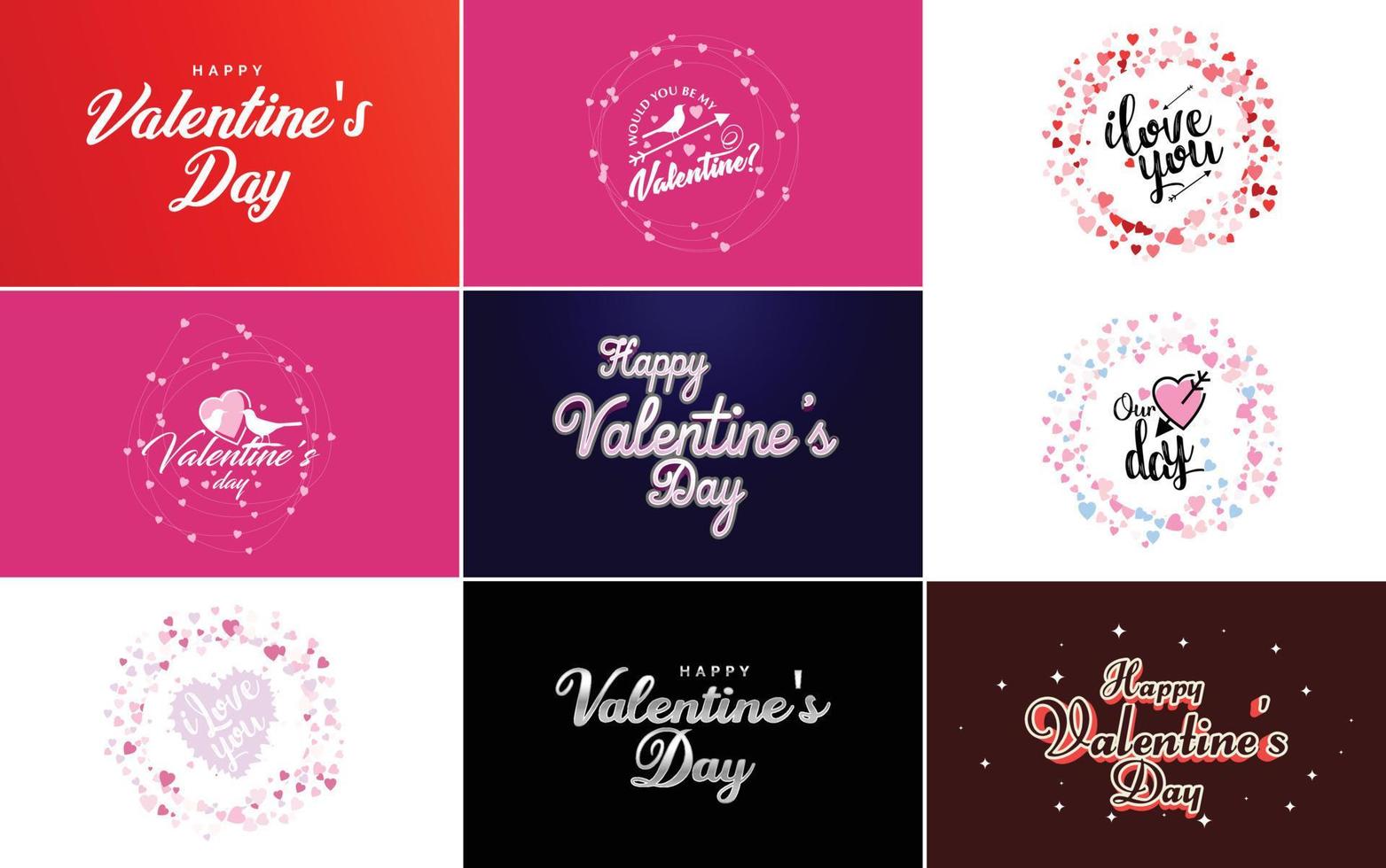 Happy Valentine's Day greeting card template with a heart theme and a pink color scheme vector