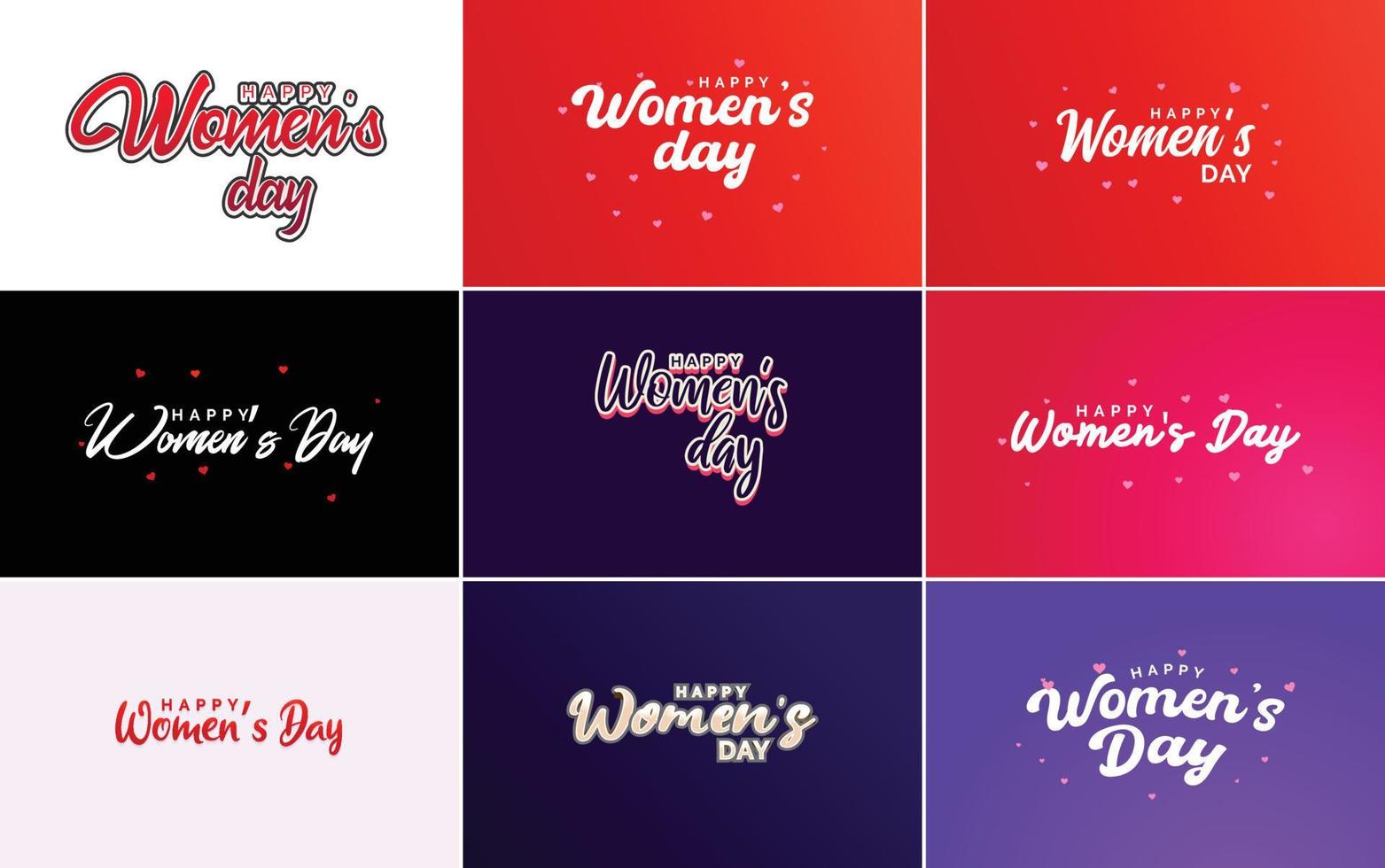 Abstract Happy Women's Day logo with a love vector design in pink. red. and black colors