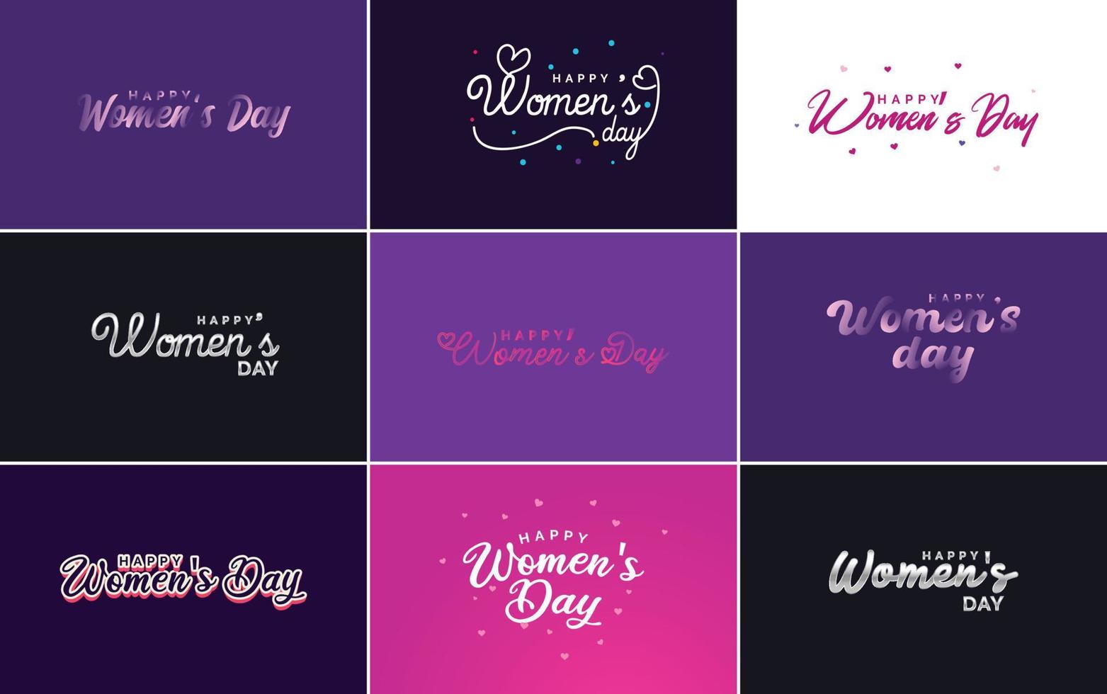 International Women's Day lettering with heart shapes. Suitable for use in cards. invitations, banners, posters, postcards, stickers and social media posts vector