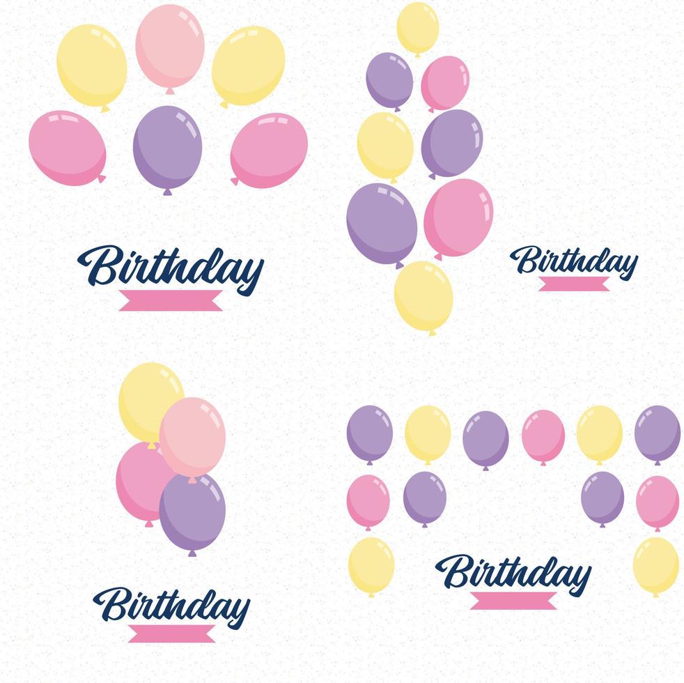 Elegant balloon and ribbon Birthday celebration card banner template vector