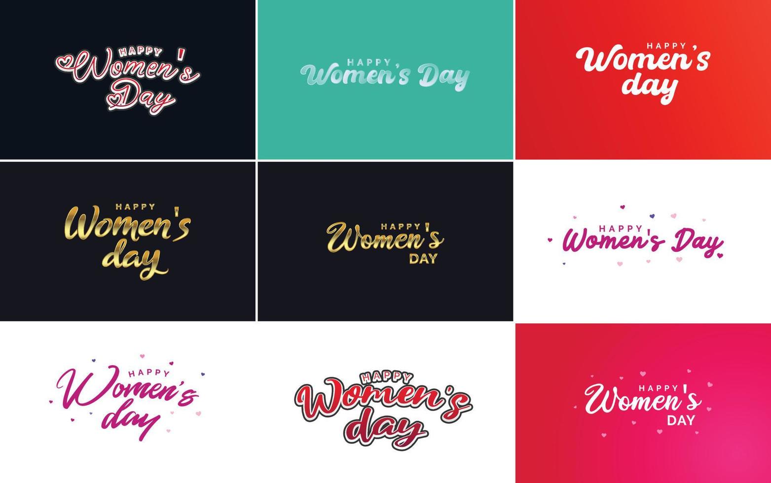 conjunto de tarjetas del día internacional de la mujer con un logotipo y un esquema de color degradado vector