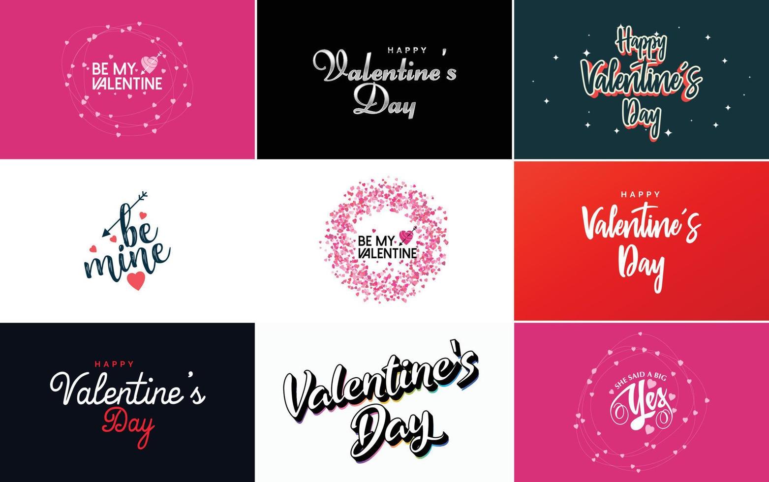 Happy Valentine's Day typography poster with handwritten calligraphy text. isolated on white background vector illustration