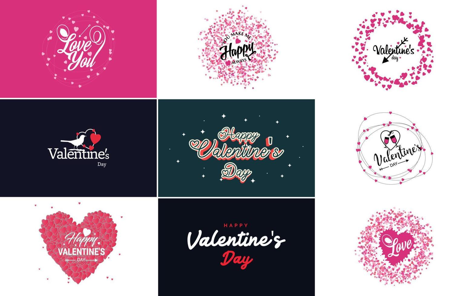 Happy Valentine's Day typography poster with handwritten calligraphy text. isolated on white background vector illustration