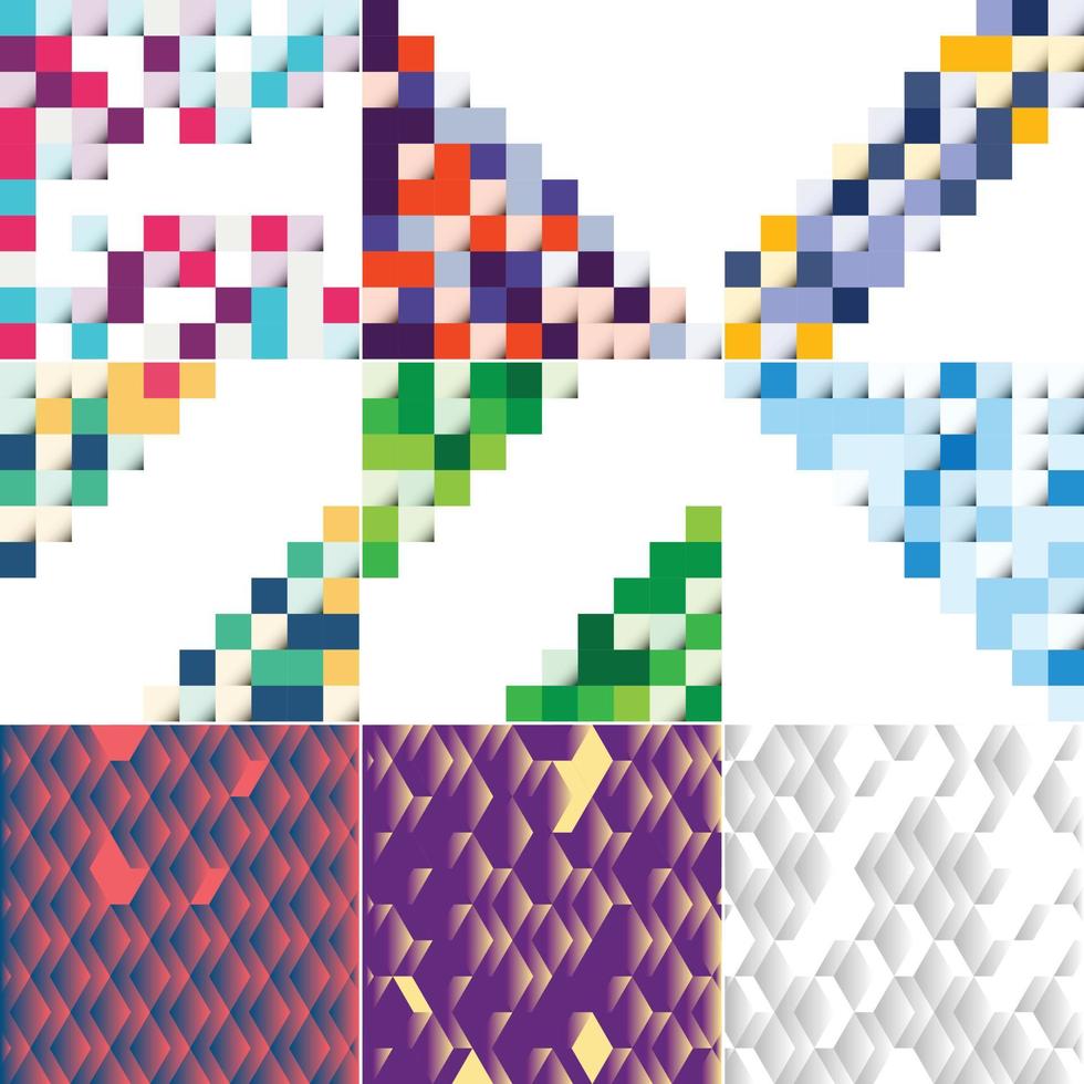 Seamless pattern of colorful blocks with a shadow effect and a gradient color scheme EPS10 vector format