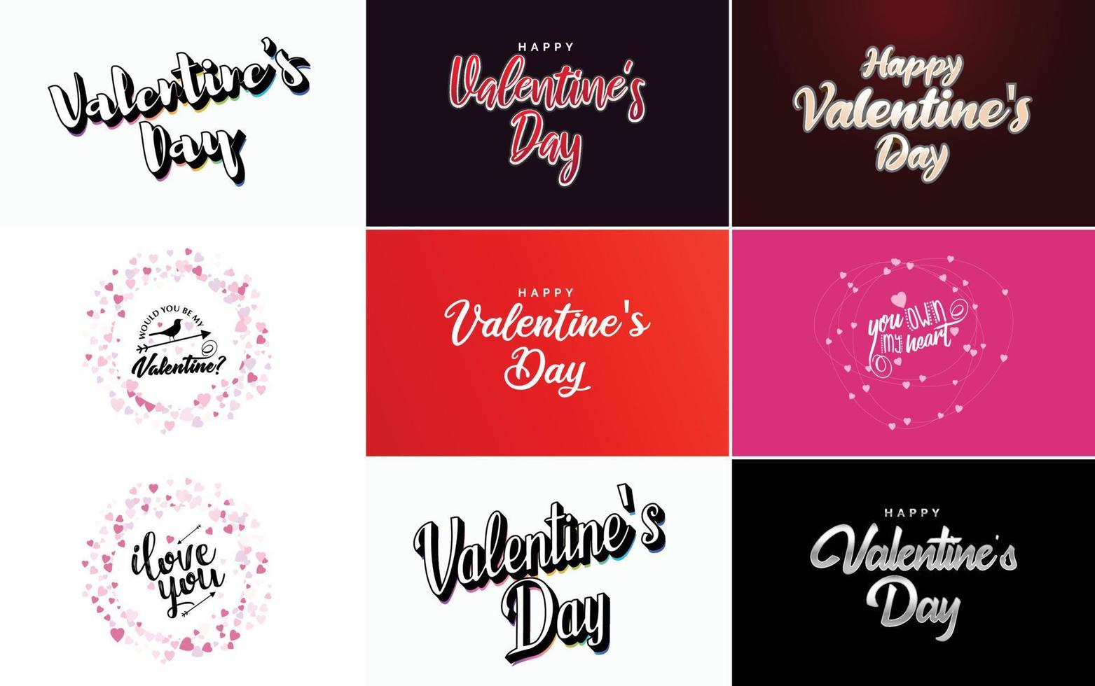 Happy Valentine's Day typography poster with handwritten calligraphy text. isolated on white background vector illustration