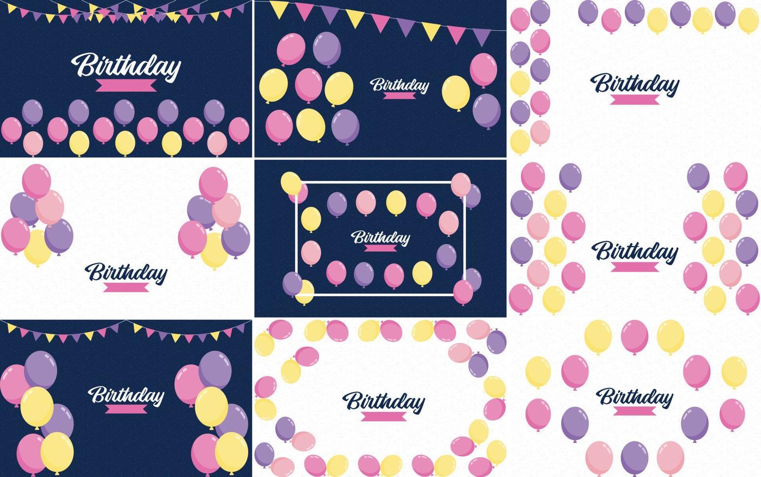 Ilustración de vector de fondo de banner de globos de feliz cumpleaños brillante colorido en formato eps10