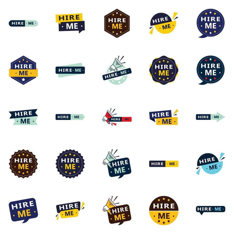 Make a Statement with Our Pack of 25 Hire Me Banners vector