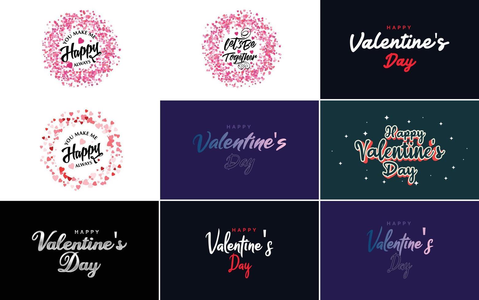 Happy Valentine's Day typography poster with handwritten calligraphy text. isolated on white background vector illustration