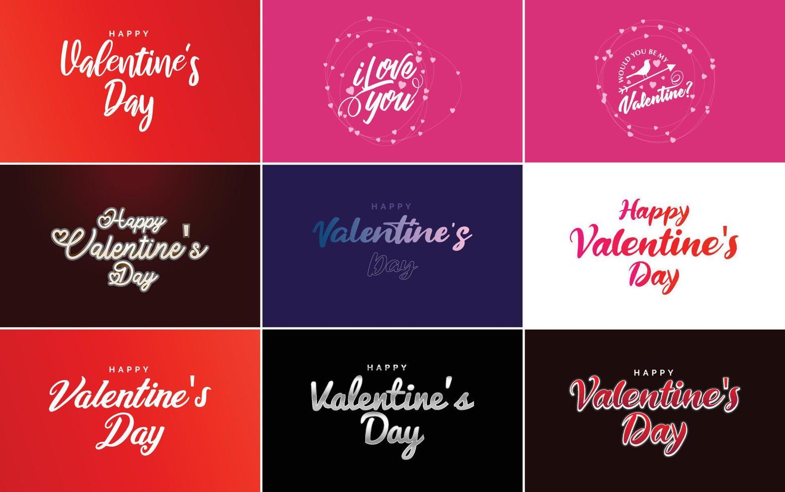 Valentine's text with hearts and calligraphy lettering vector