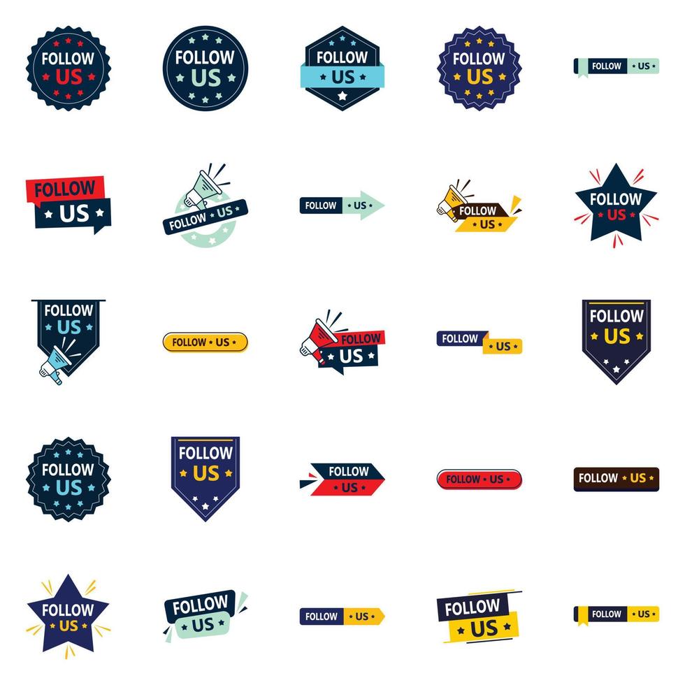 25 Unique Follow Us Designs to Expand Your Audience vector