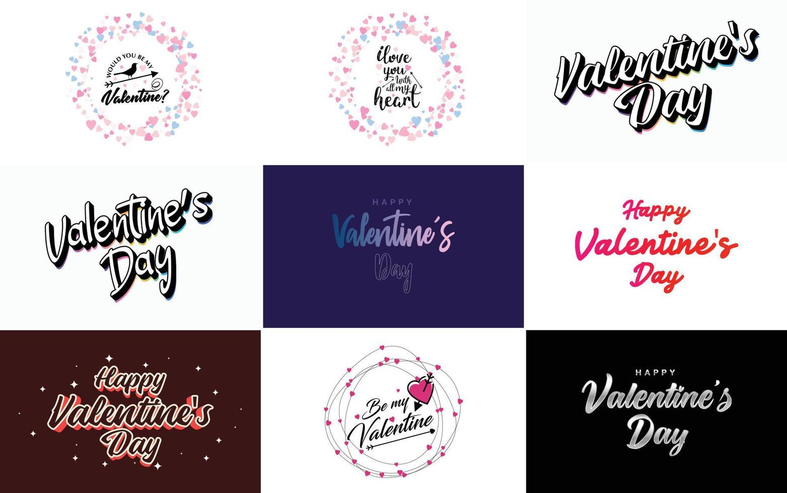Happy Valentine's Day typography poster with handwritten calligraphy text vector