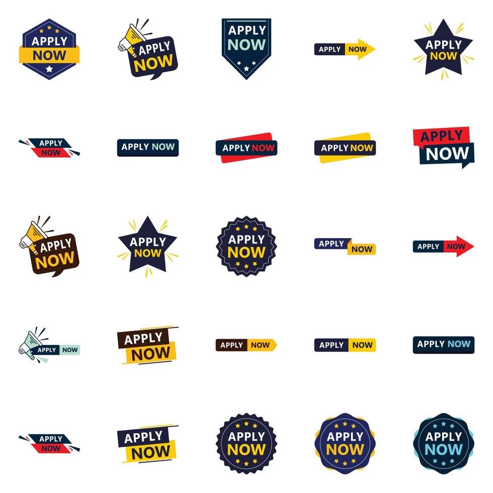 Grab Customers Attention with Our Pack of 25 Apply Now Banners vector