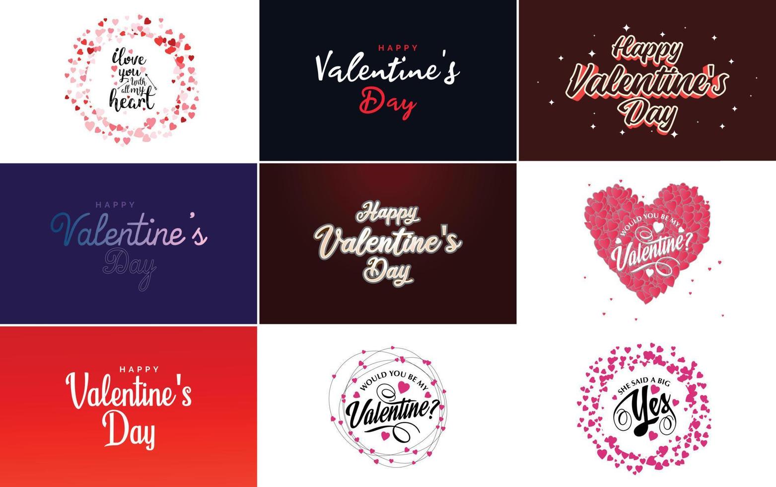 Happy Valentine's Day hand-drawn lettering vector illustration suitable for use in design of flyers. invitations. posters. brochures. and banners