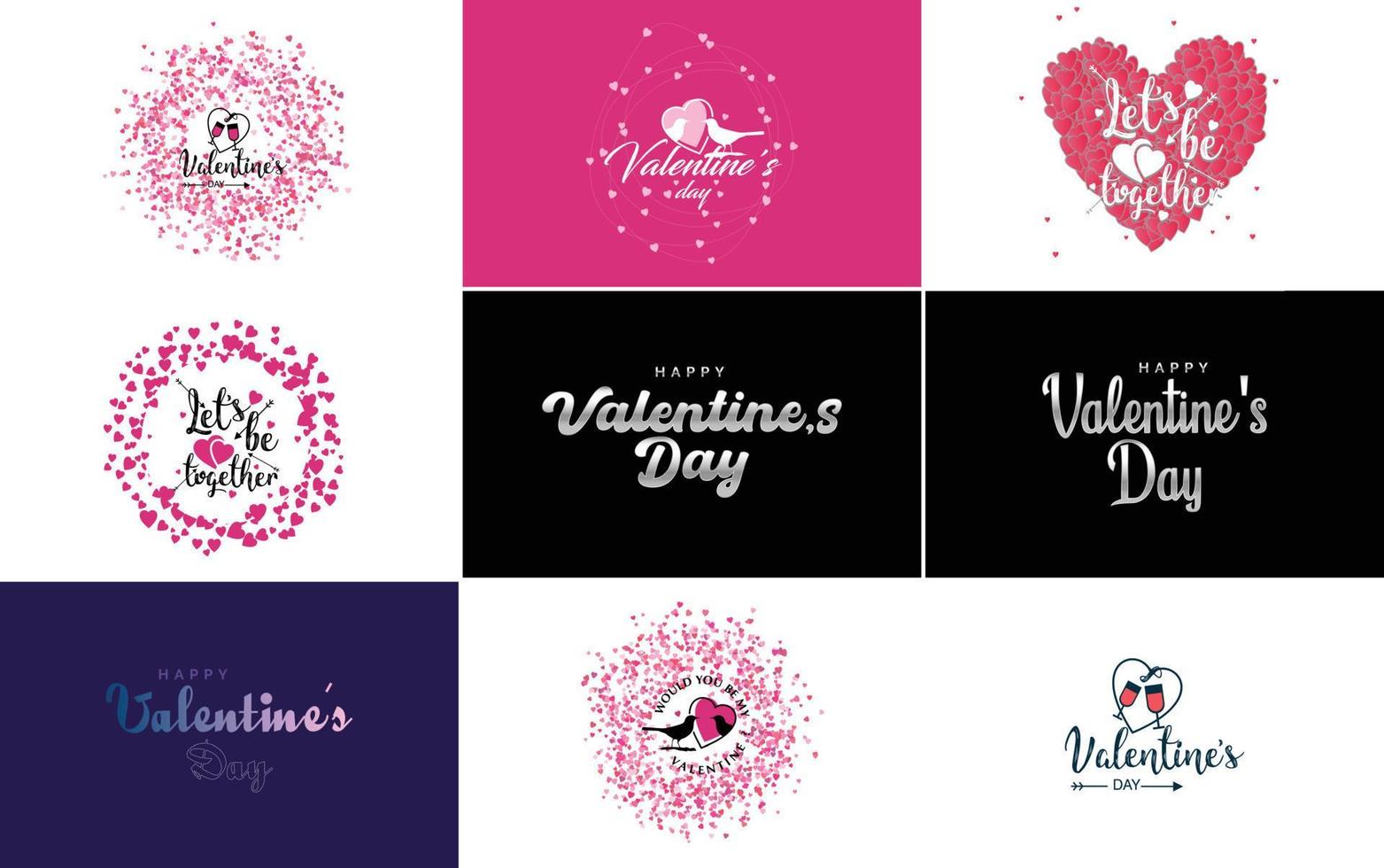 Happy Valentine's Day typography poster with handwritten calligraphy text. isolated on white background vector illustration