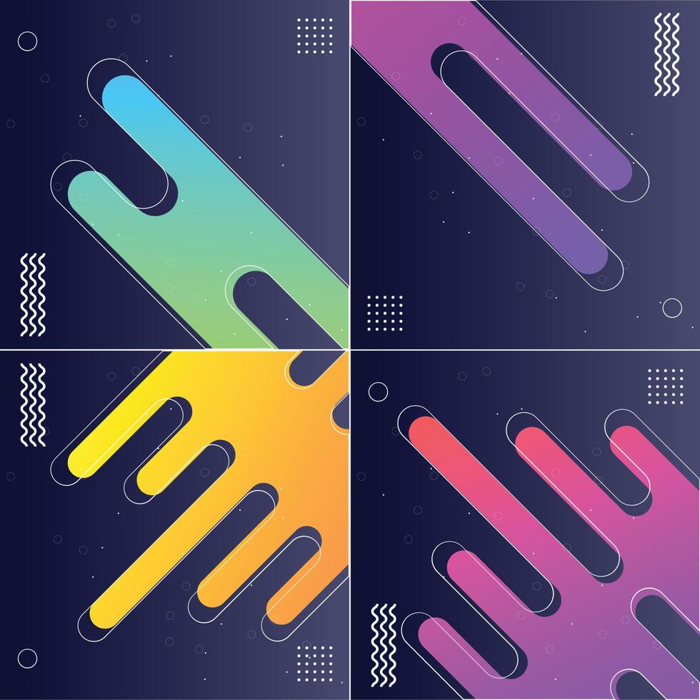 Pack of 4 Cool and Modern Abstract Gradient Shape Backgrounds vector