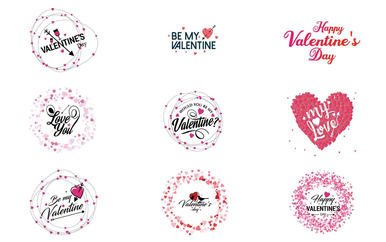 Happy Valentine's Day typography design with heart shapes vector
