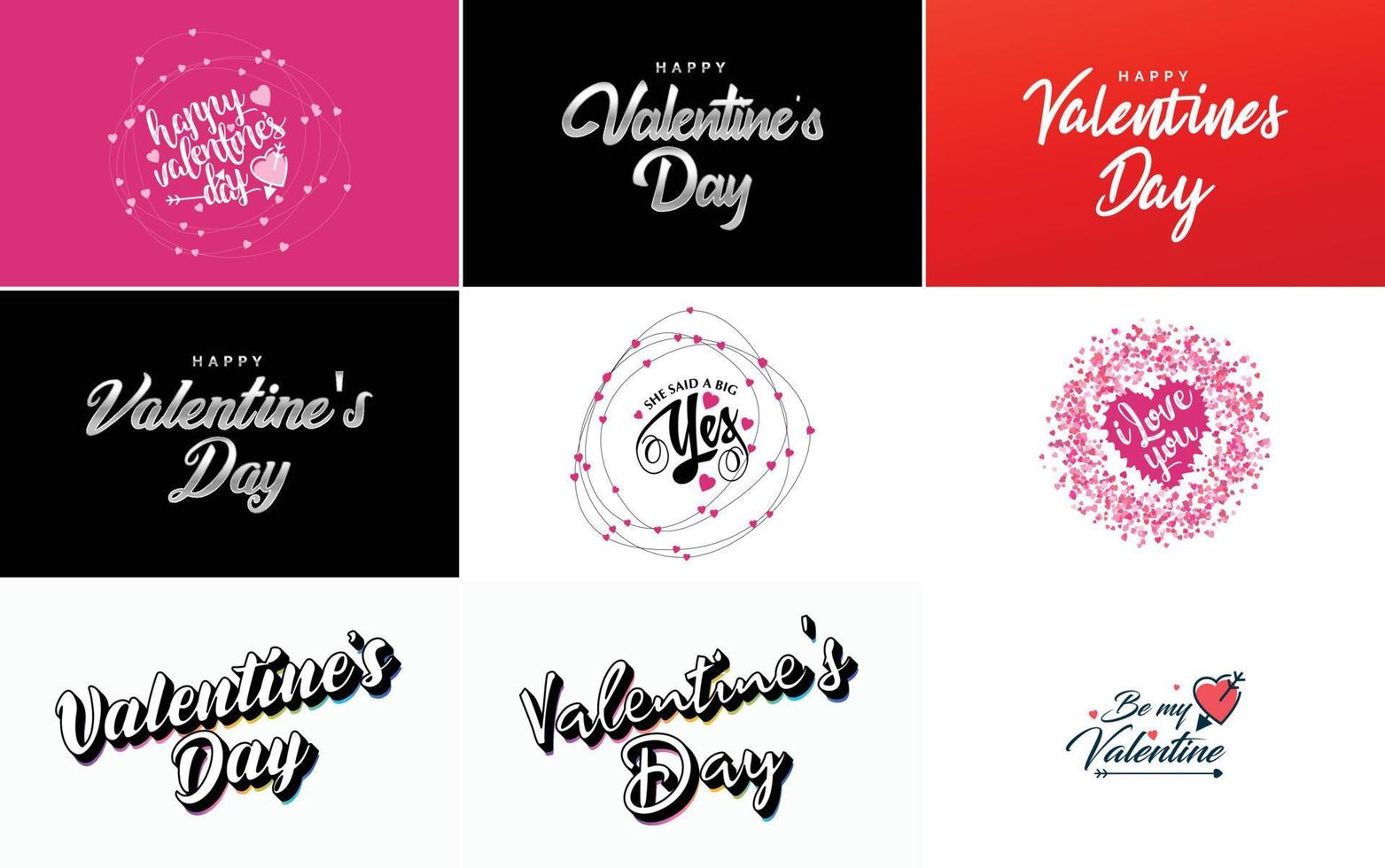 Happy Valentine's Day banner template with a romantic theme and a pink and red color scheme vector