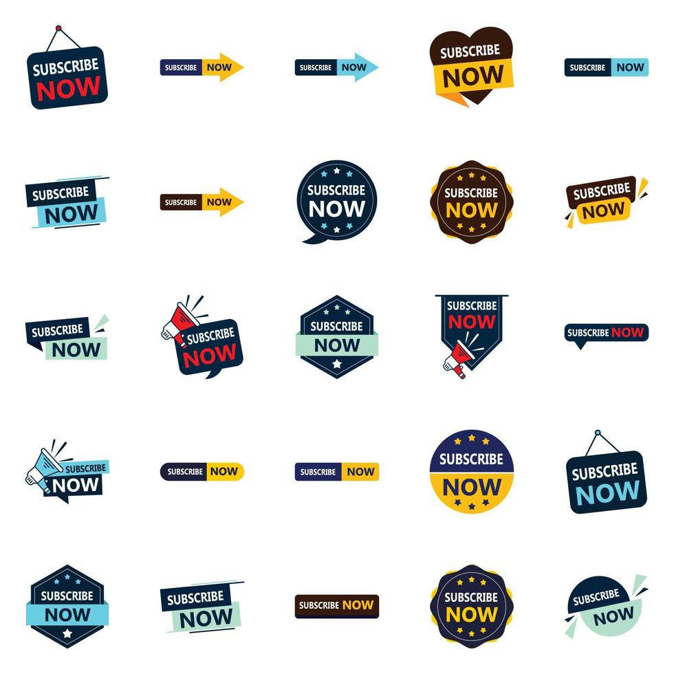 25 Subscription Call-to-Action Boosters Subscribe Now Banners vector