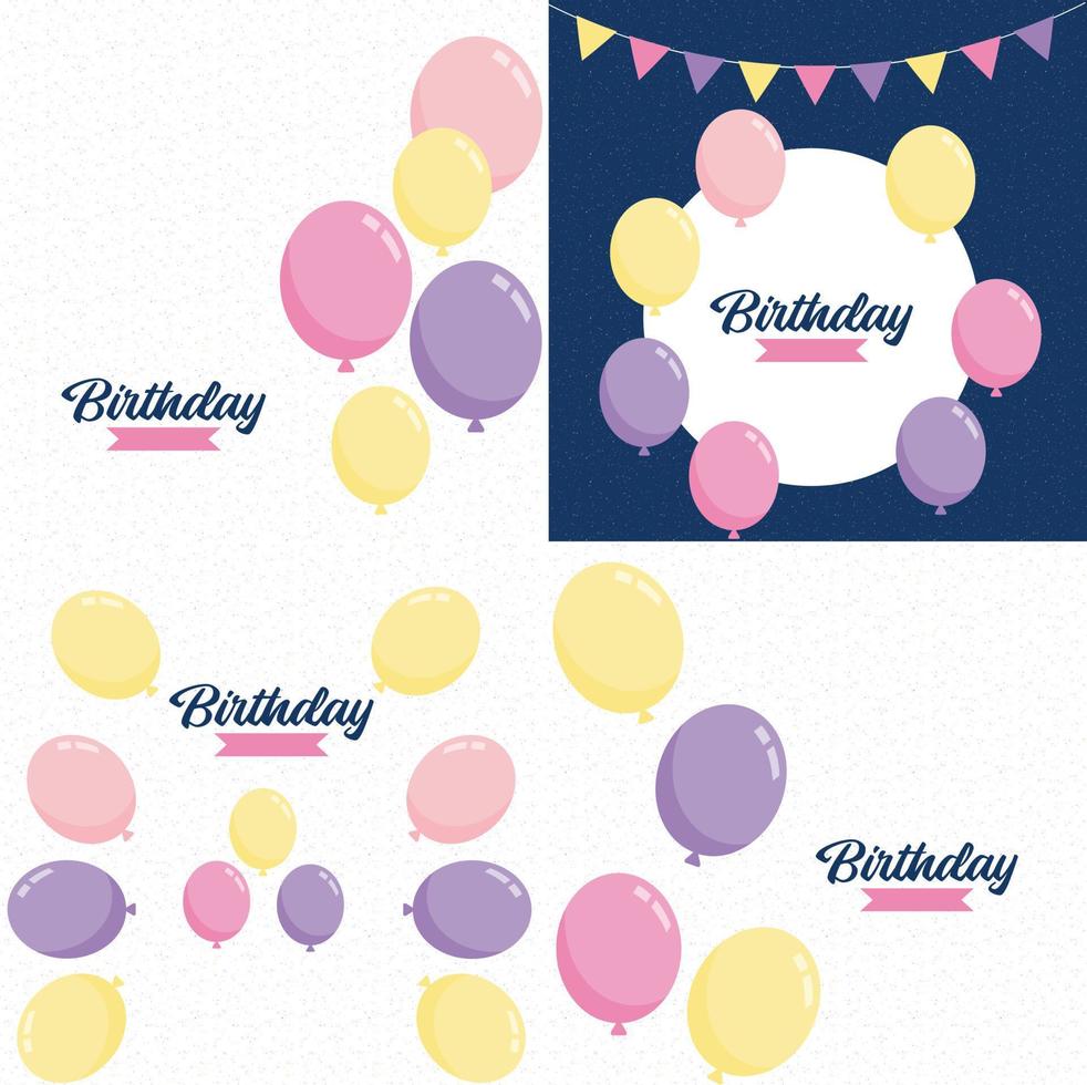 Birthday written in cursive letters with balloons vector