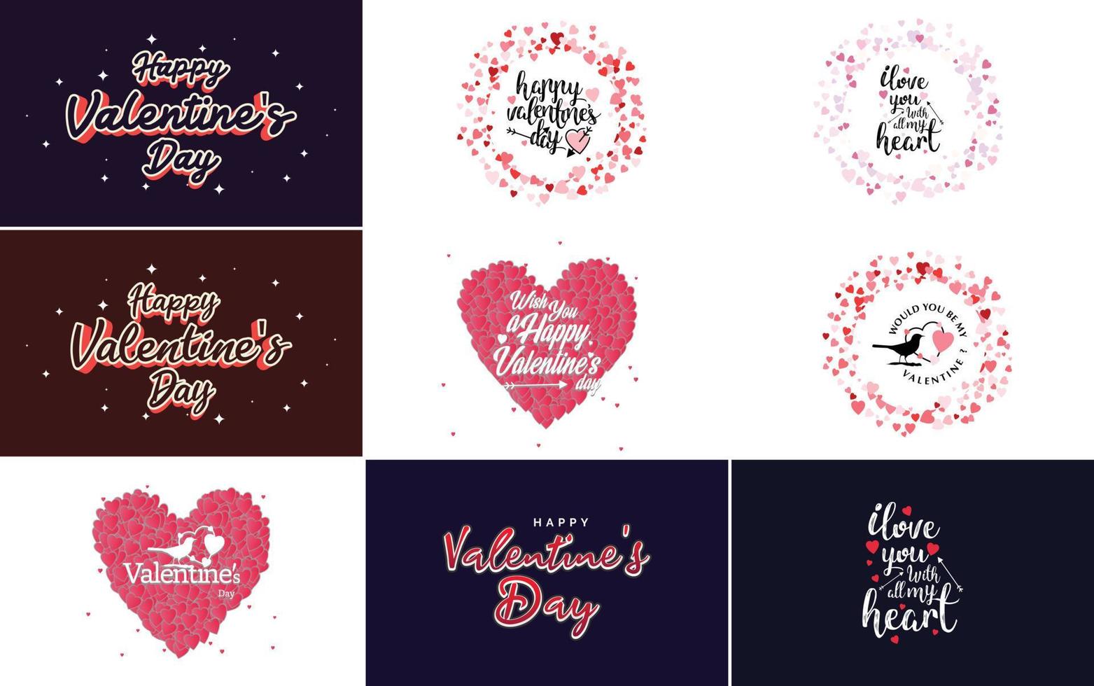 Valentine's word art design with heart-shaped backgrounds vector
