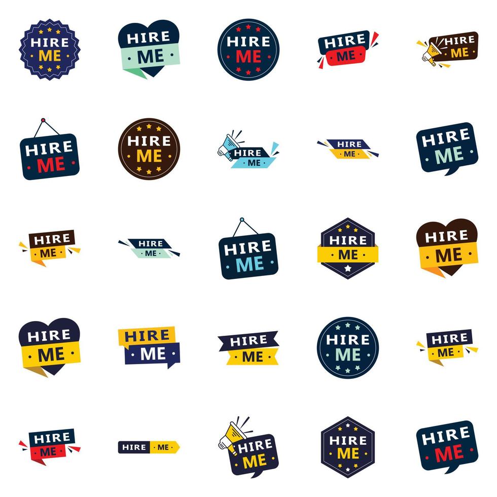 Get Hired Quickly with Our Pack of 25 Hire Me Banners vector