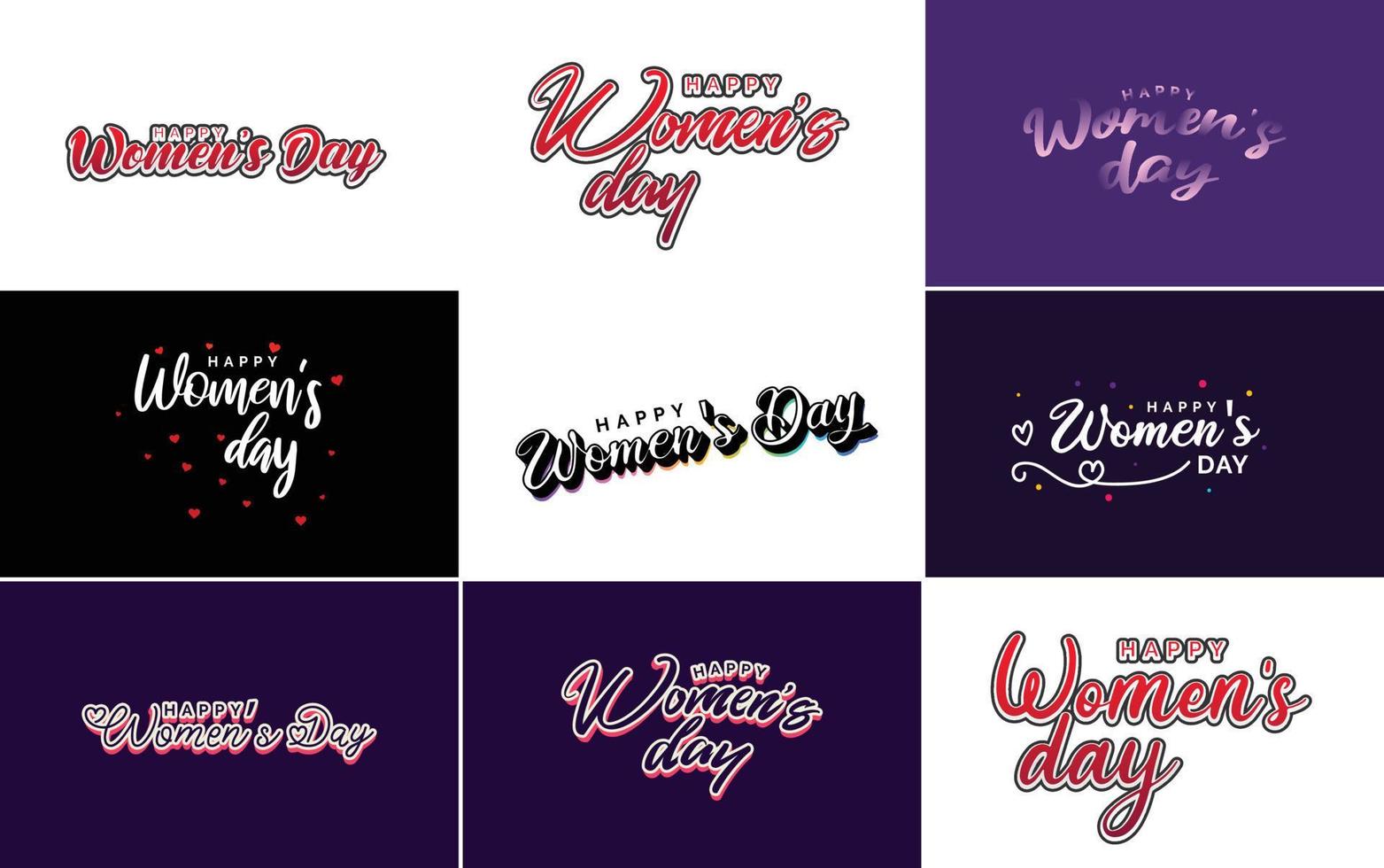 Set of International Women's Day cards with a logo and a gradient color scheme vector