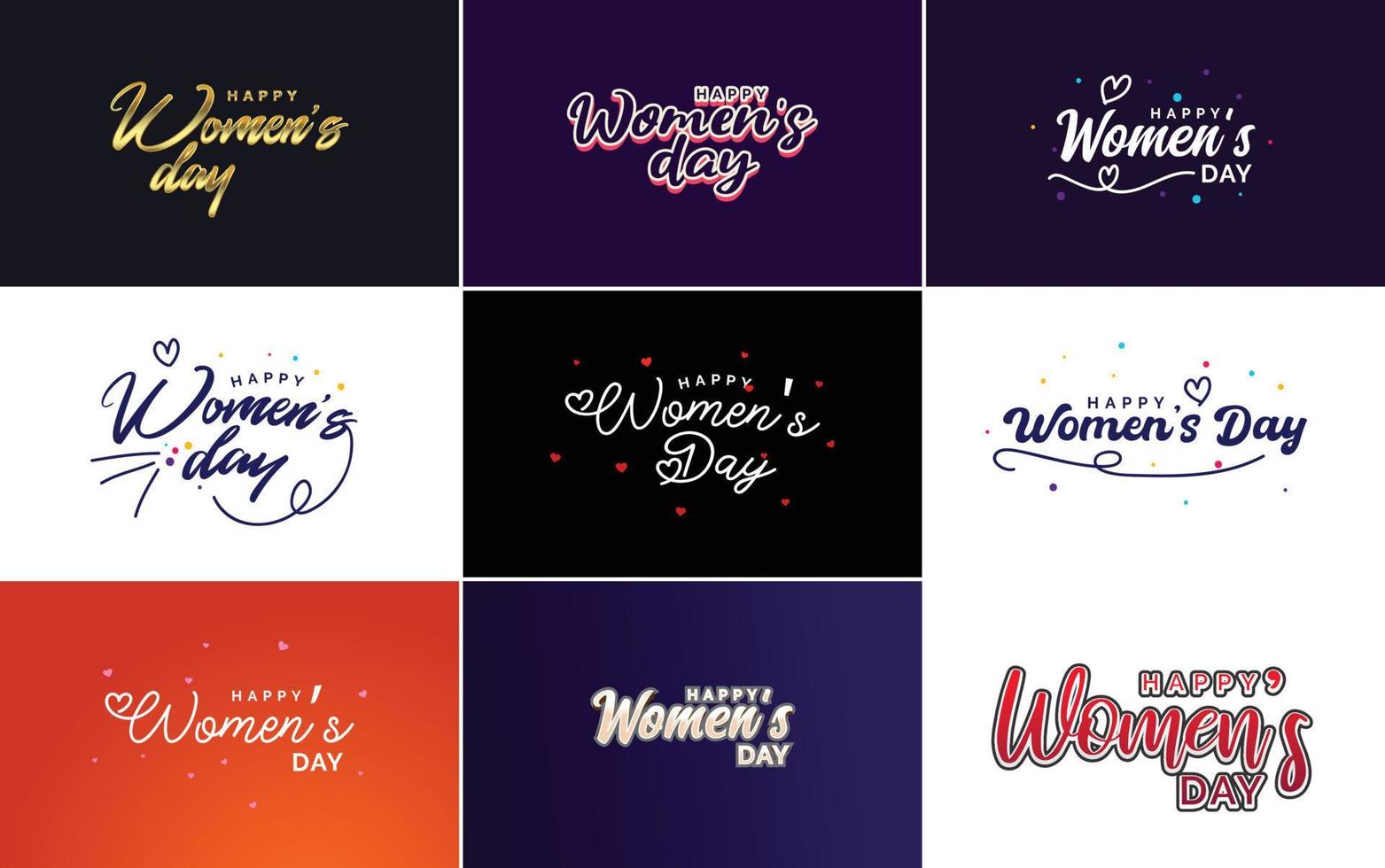 rosa feliz día de la mujer elementos de diseño tipográfico establecidos para tarjetas de felicitación vector