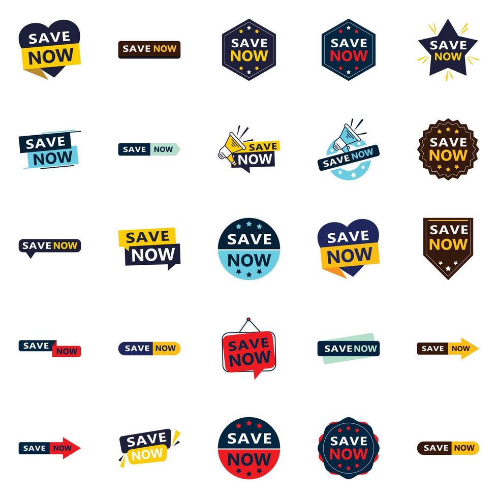 Act Now 25 Eye catching Typographic Banners for saving vector