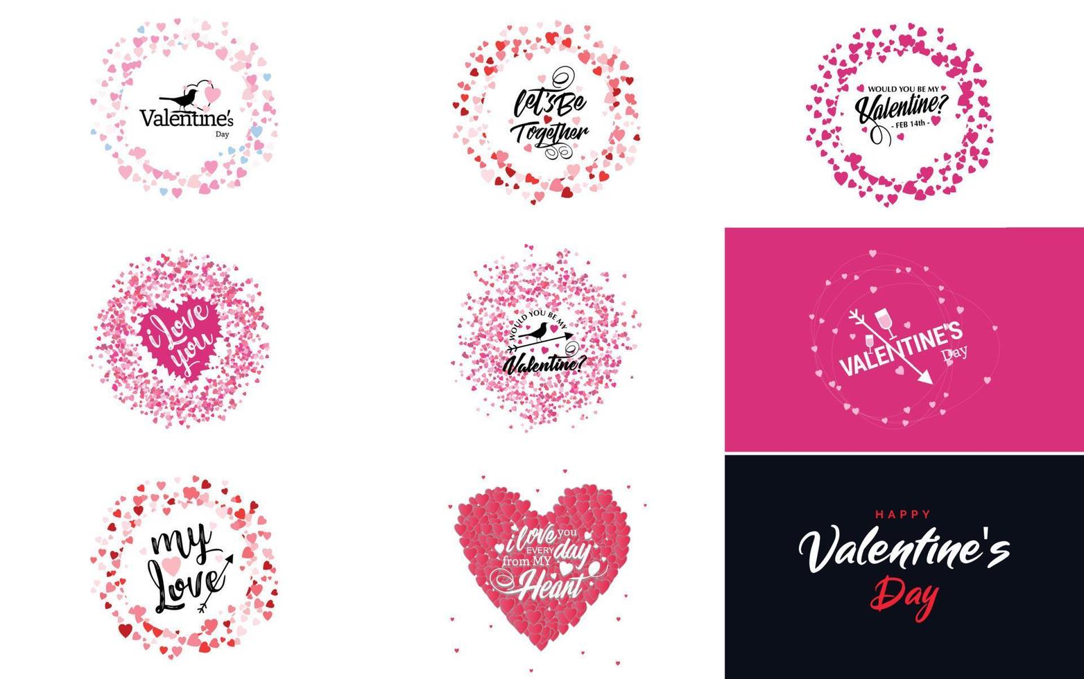 Love and Valentine's word art design with heart shapes vector