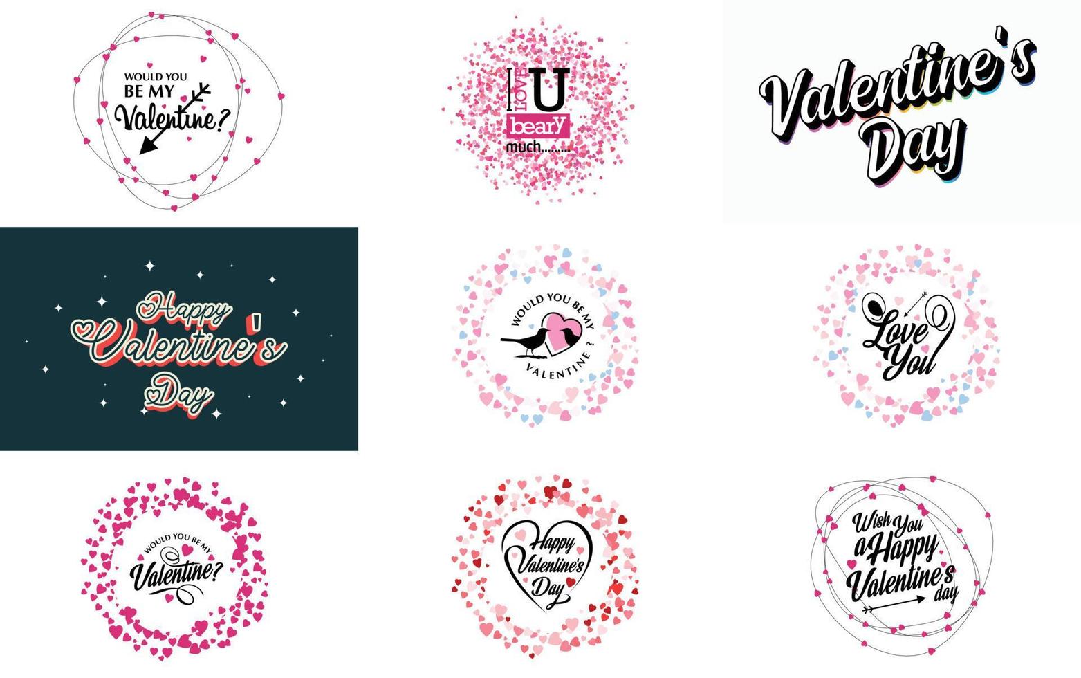 Happy Valentine's Day typography poster with handwritten calligraphy text. isolated on white background vector illustration