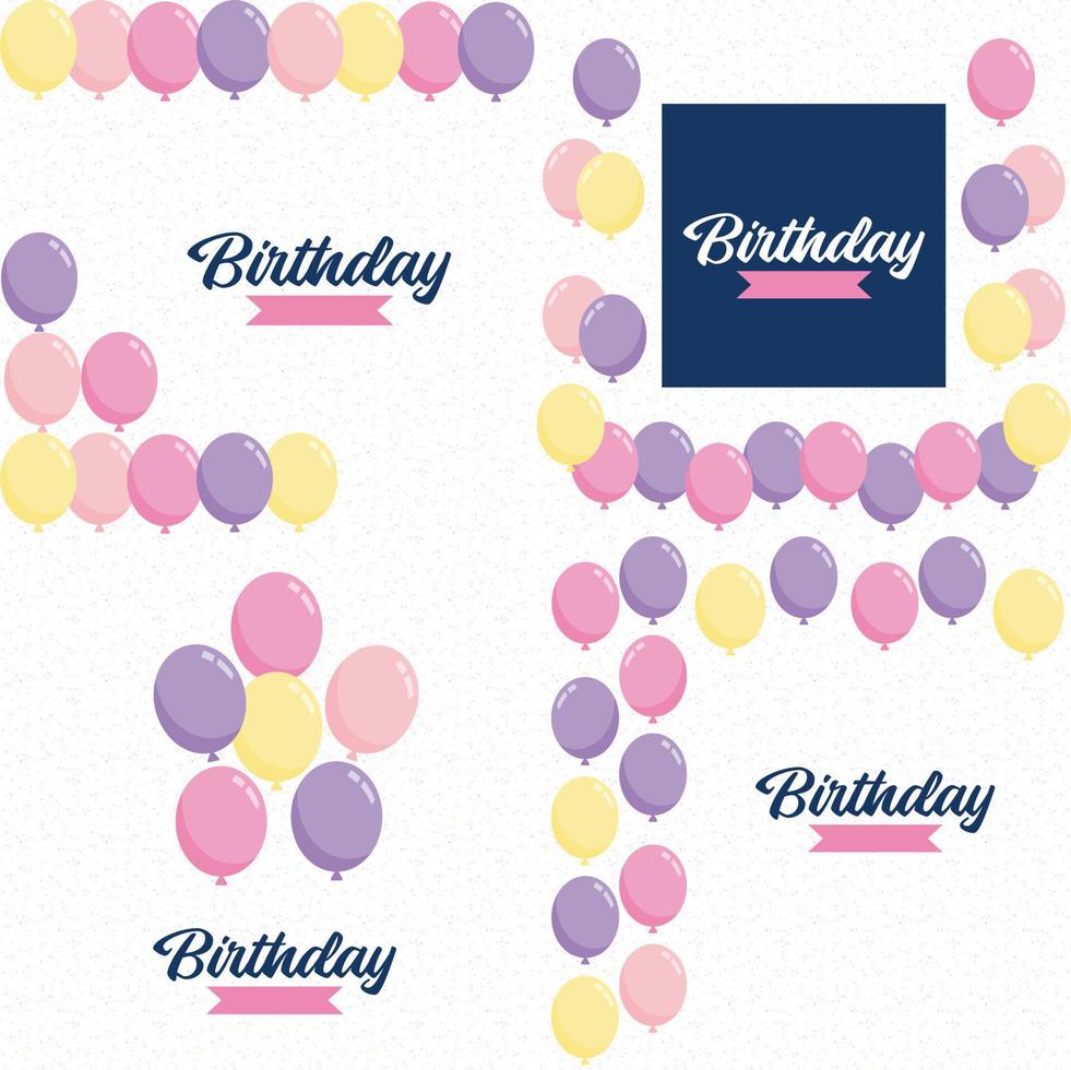 Happy Birthday announcement poster. flyer. and greeting card in a flat style vector