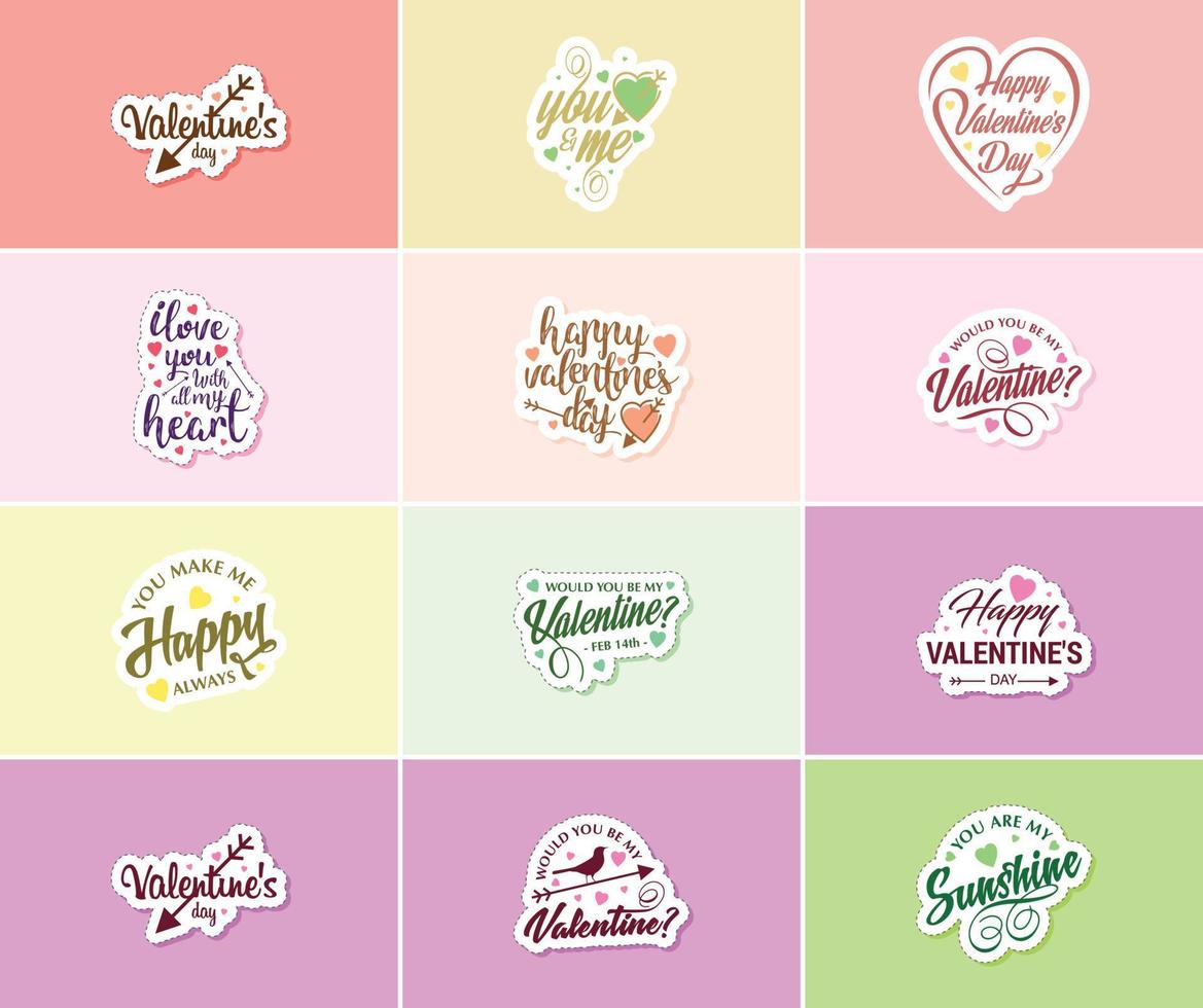 pegatinas gráficas del día de san valentín para mostrar tu amor y devoción vector