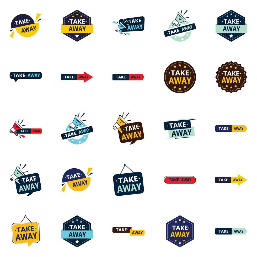 25 Professional Vector Designs in the Take Away Bundle Perfect for Food Branding and Advertising