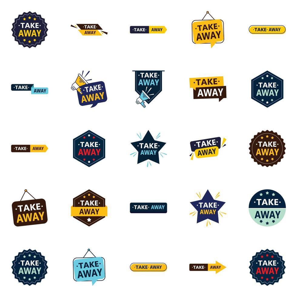 25 Distinctive Vector Designs in the Take Away Bundle Perfect for Food Branding and Advertising