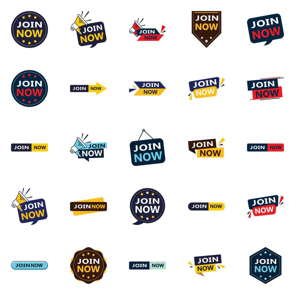 25 Versatile Typographic Banners for promoting joining across media vector