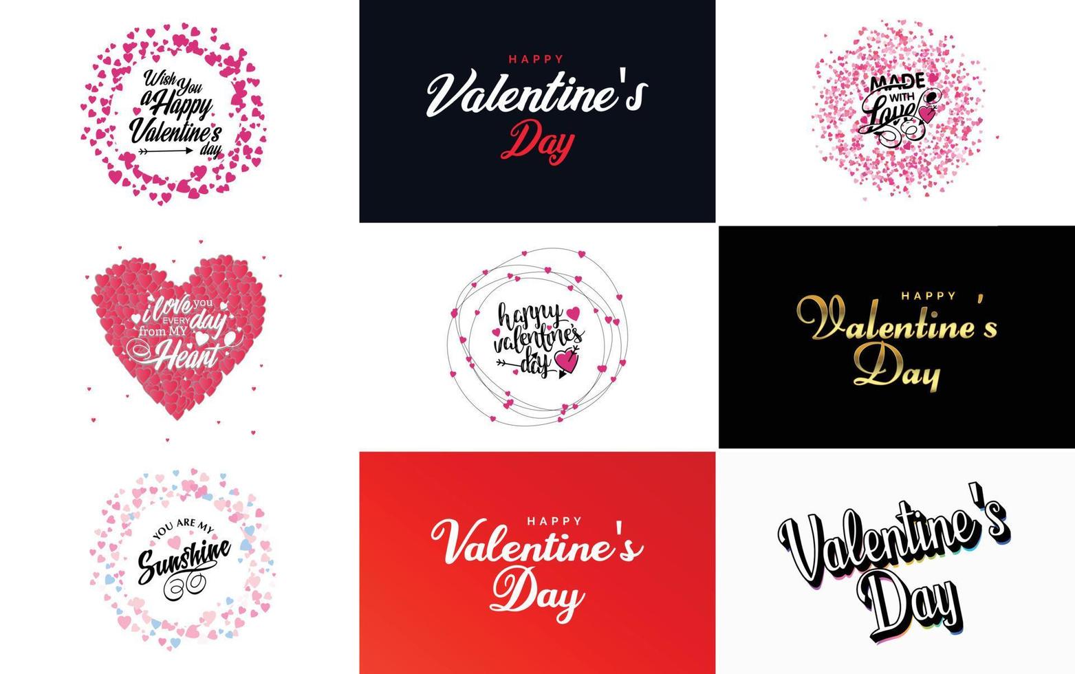 Happy Valentine's Day typography poster with handwritten calligraphy text. isolated on white background vector illustration