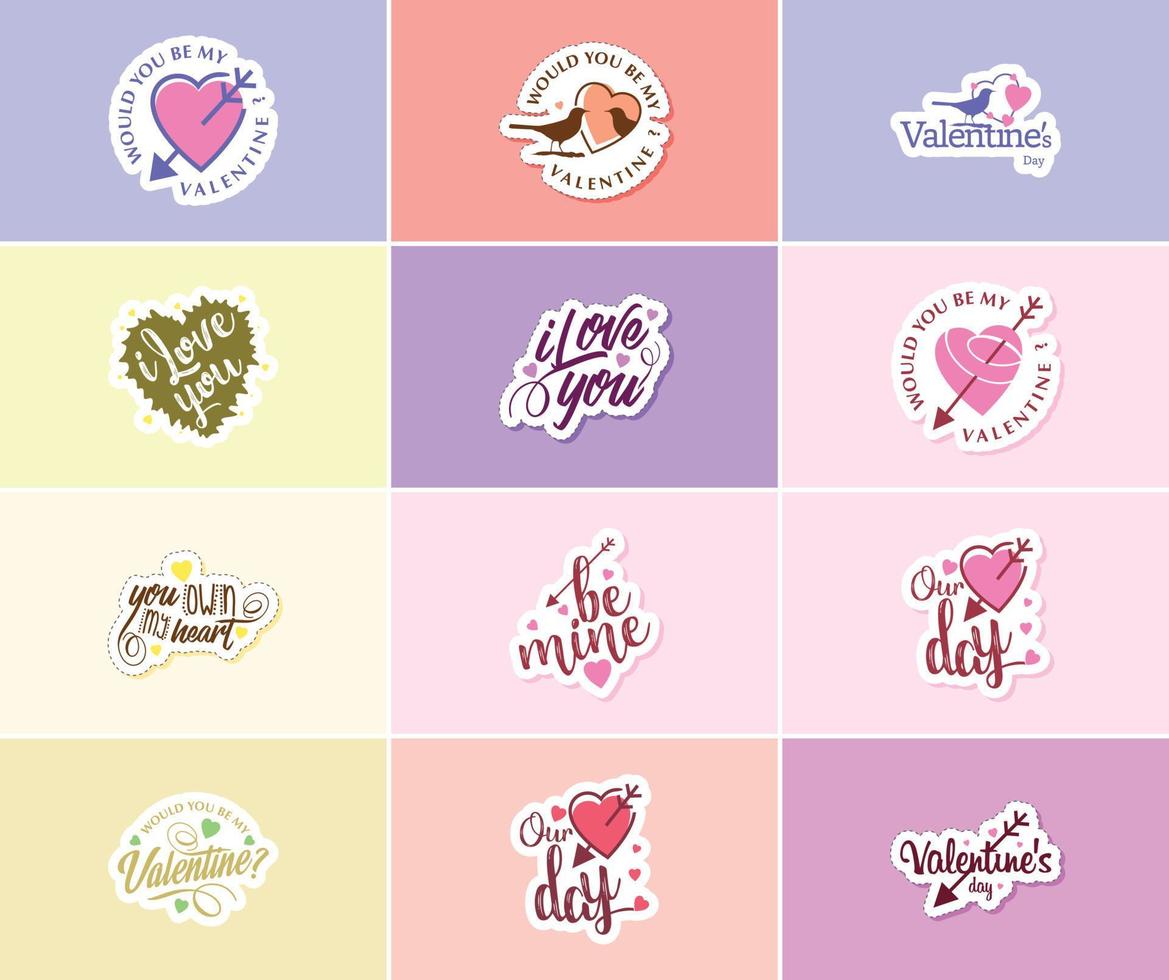 Love Lettering and Graphic Stickers for the Most Romantic Day of the Year vector