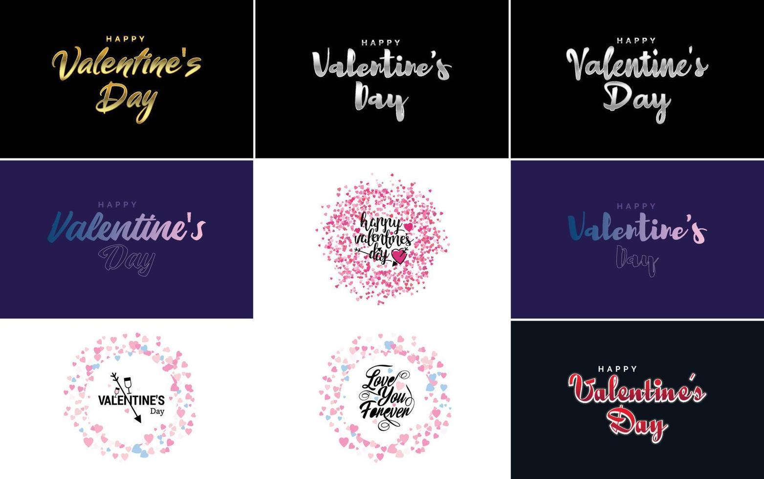 Happy Valentine's Day typography poster with handwritten calligraphy text. vector